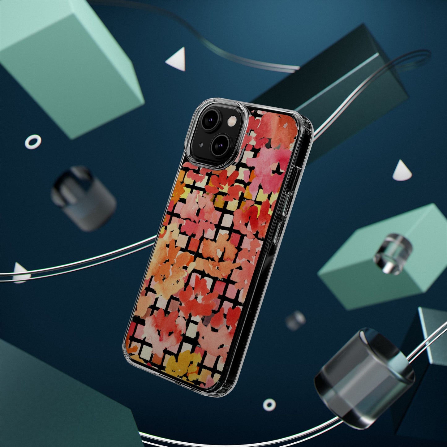Watercolor Pixel Posy Clear Phone Case - Brooke Zitting, LLC