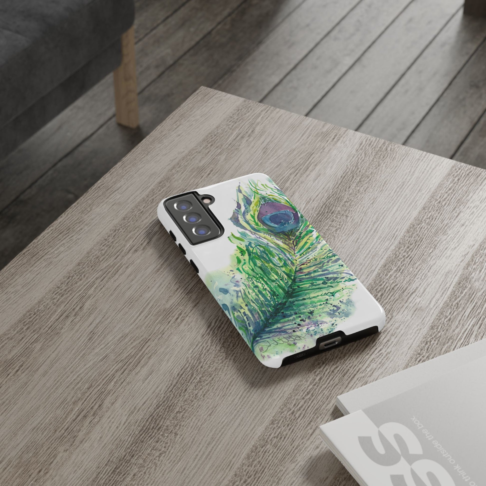 Colorful Peacock Feather Tough Phone Case – Stylish Nature-Inspired Mobile Cover & Unique Gift Idea - Brooke Zitting, LLC