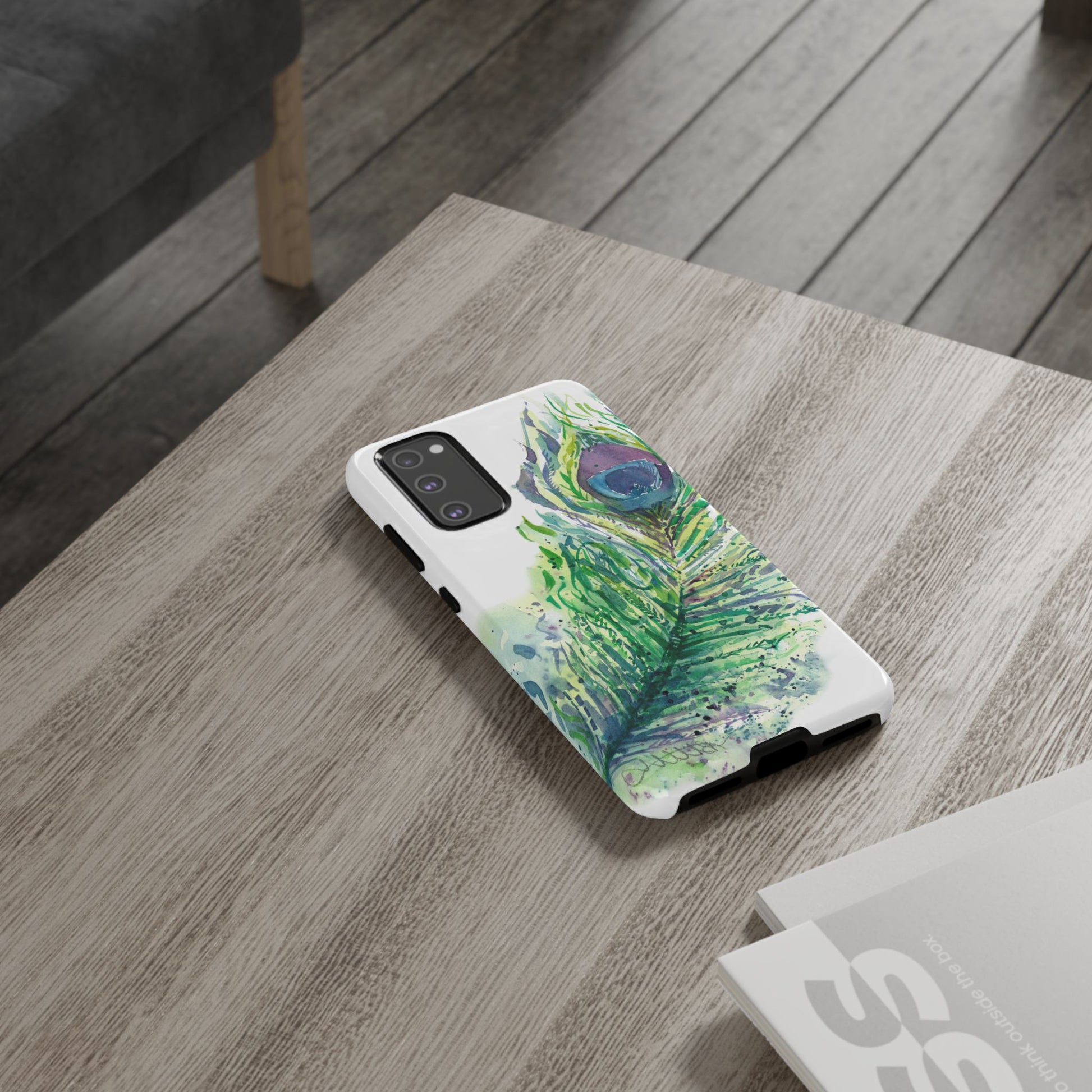 Colorful Peacock Feather Tough Phone Case – Stylish Nature-Inspired Mobile Cover & Unique Gift Idea - Brooke Zitting, LLC