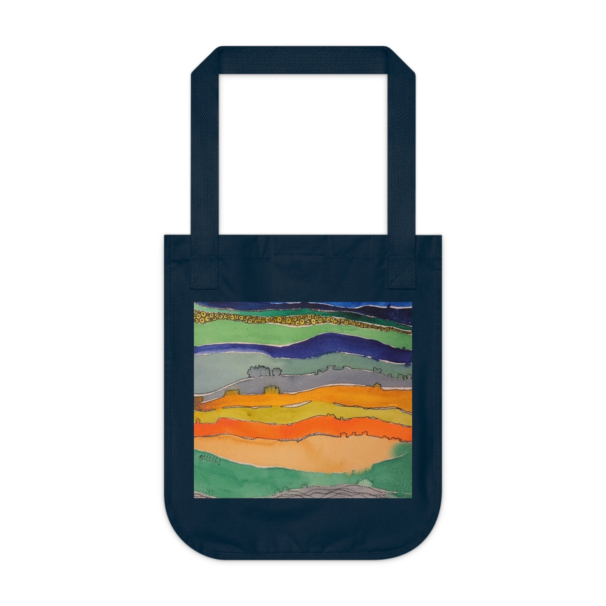 Striped Landscape Watercolor Design Organic Canvas Tote – Eco-Friendly, Watercolor Fine Art, Reusable Bag for Art Lovers - Brooke Zitting, LLC
