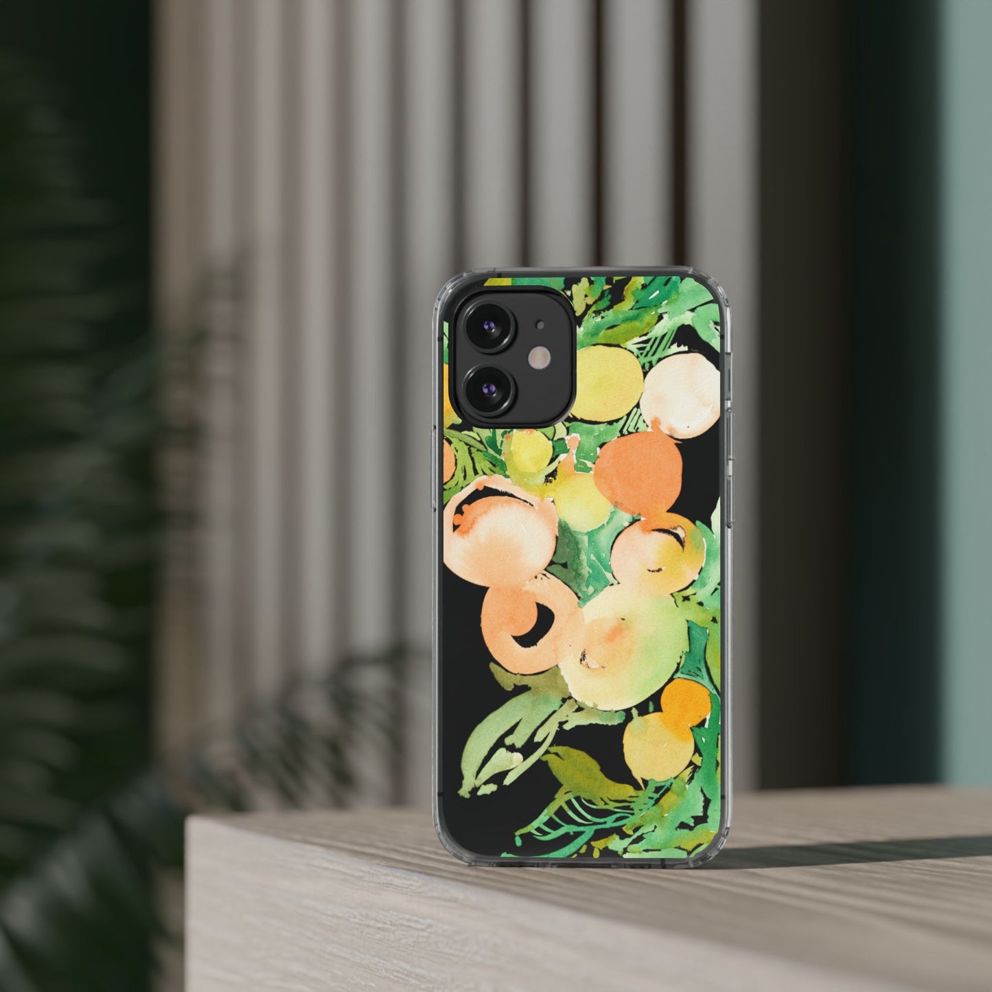 Watercolor Peaches Clear Phone Case - Brooke Zitting, LLC
