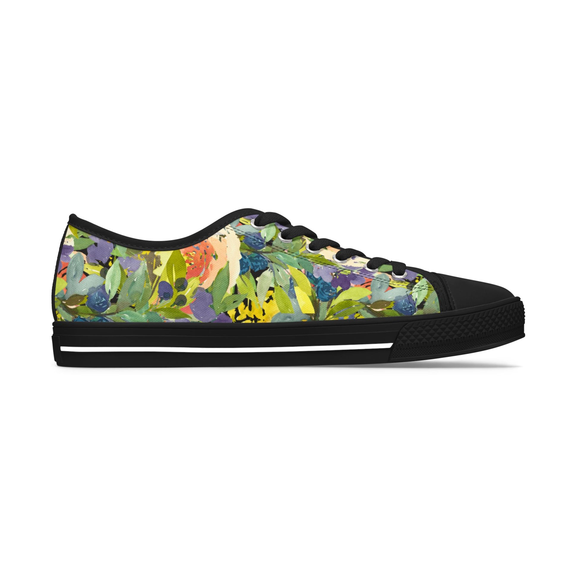 Watercolor Playful Floral Wreath Low Top Sneakers – Stylish Shoes for All | Unique Gift Idea - Brooke Zitting, LLC