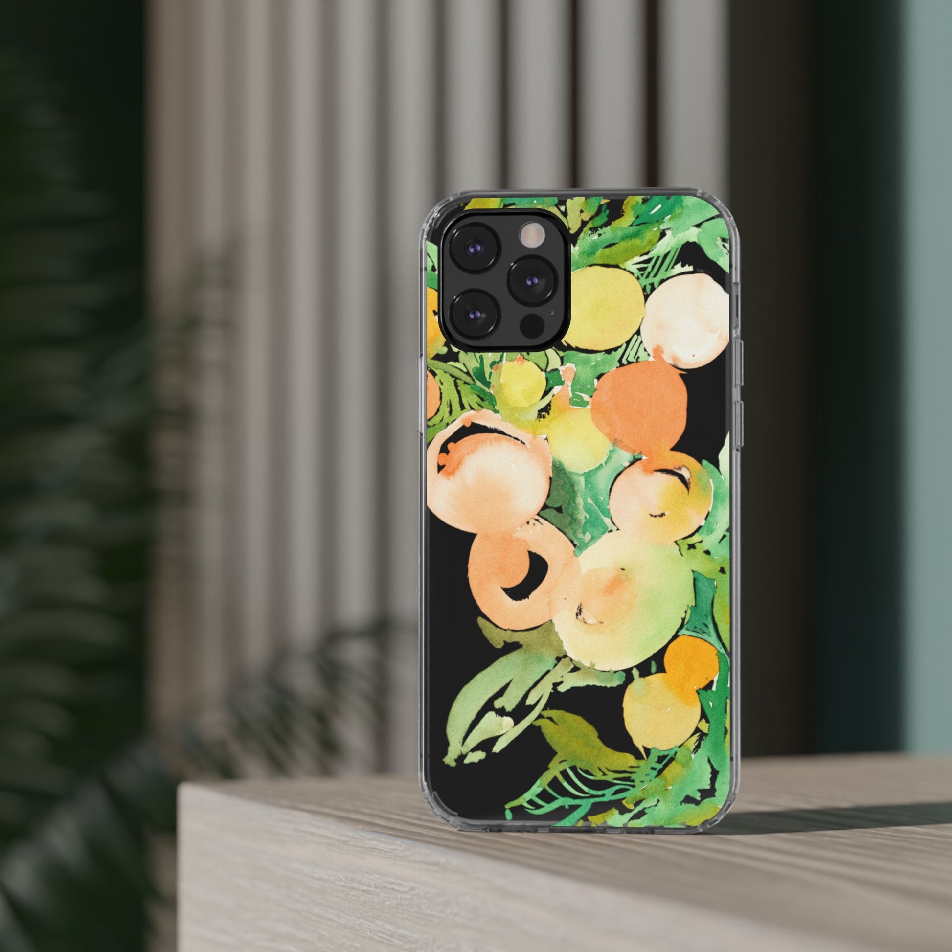Watercolor Peaches Clear Phone Case - Brooke Zitting, LLC