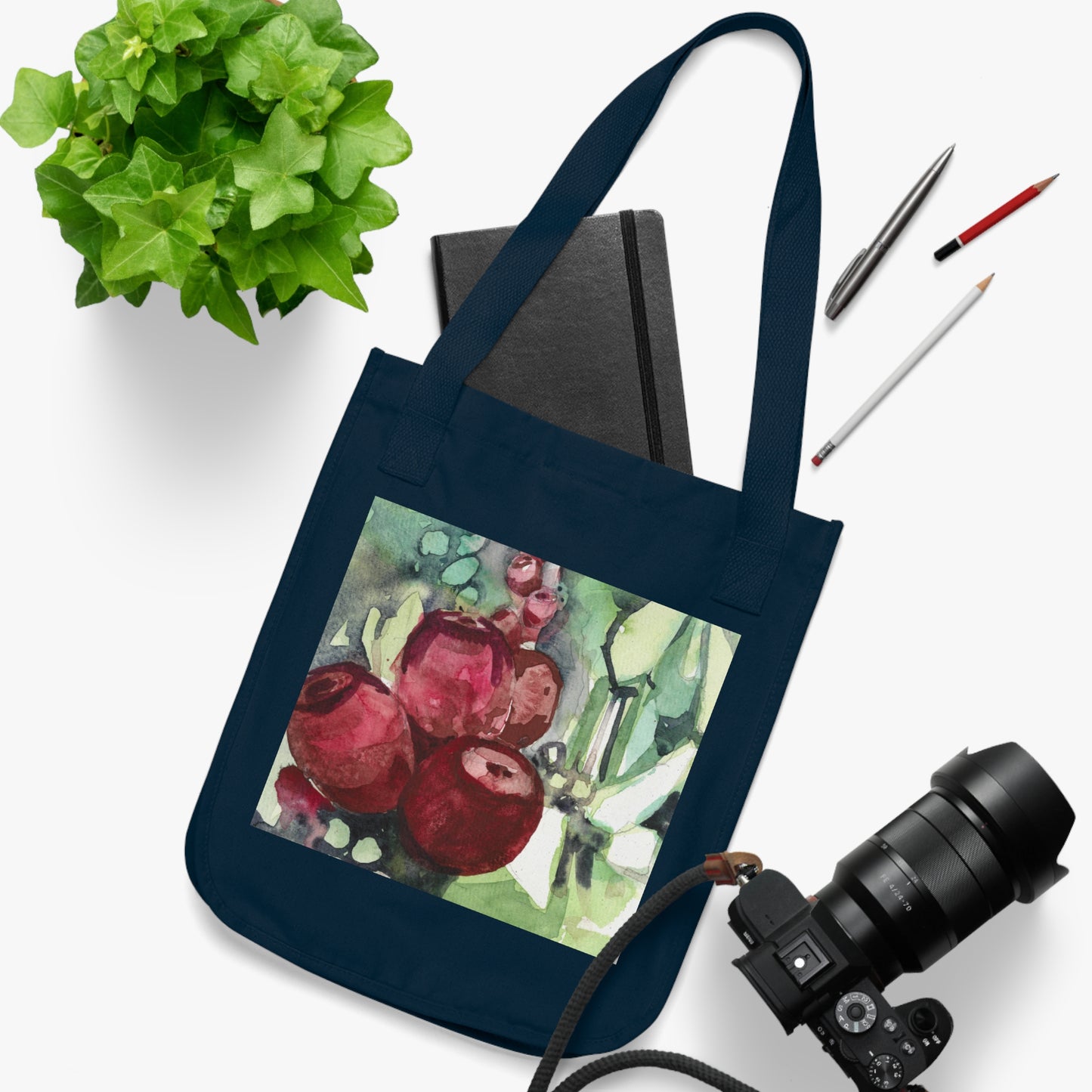 Prickly Pear Watercolor Design Organic Canvas Tote – Eco-Friendly, Watercolor Fine Art, Reusable Bag for Art Lovers - Brooke Zitting, LLC