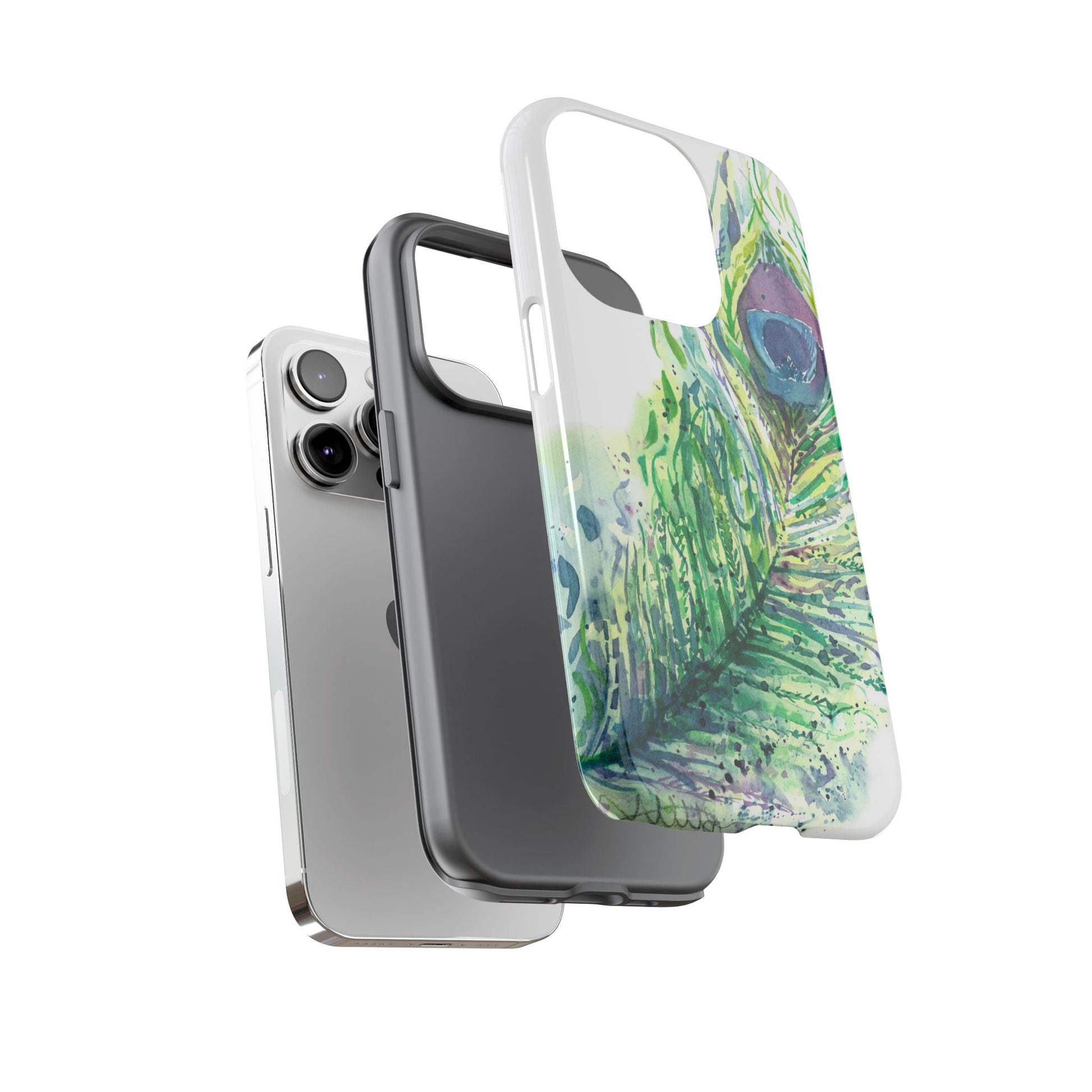 Colorful Peacock Feather Tough Phone Case – Stylish Nature-Inspired Mobile Cover & Unique Gift Idea - Brooke Zitting, LLC