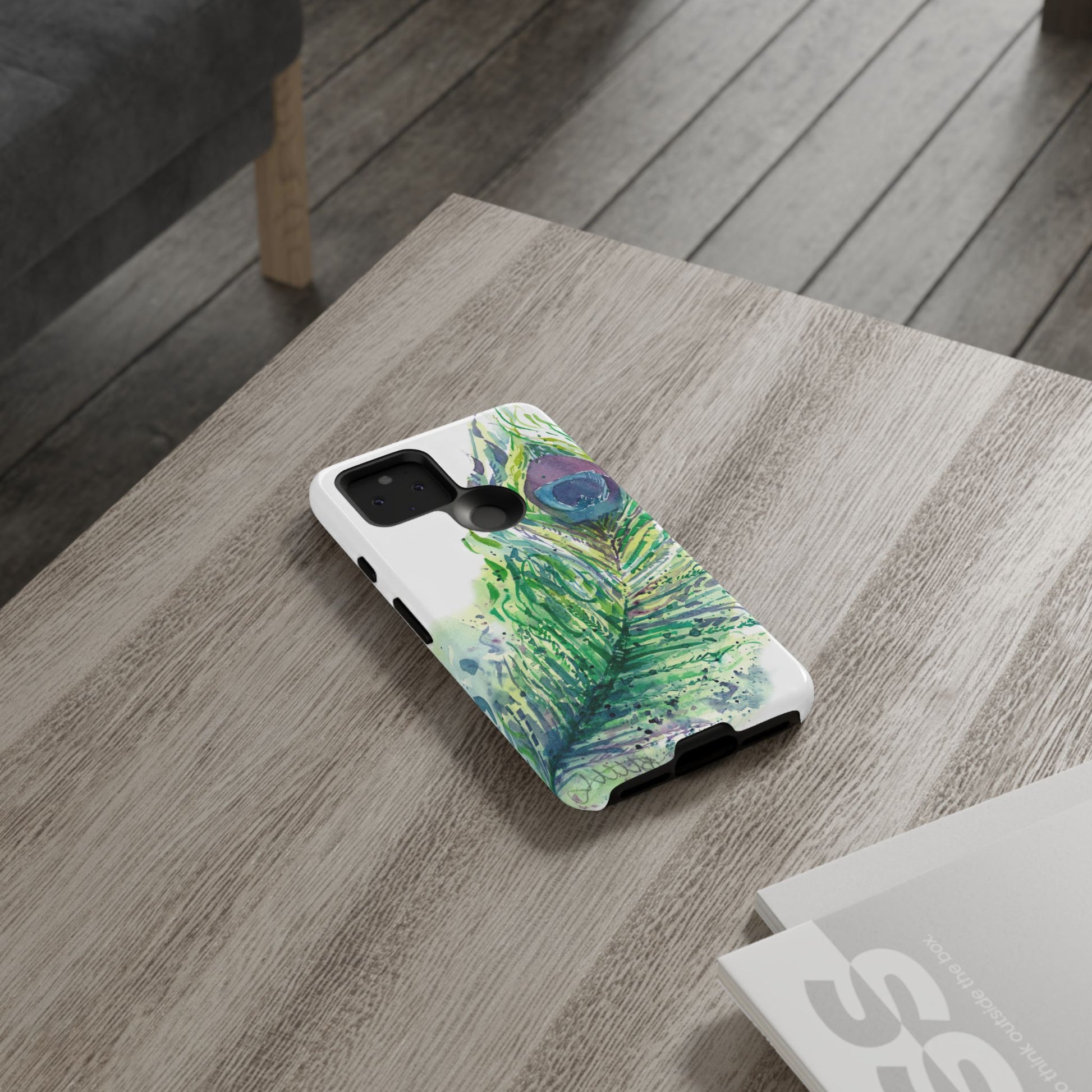 Colorful Peacock Feather Tough Phone Case – Stylish Nature-Inspired Mobile Cover & Unique Gift Idea - Brooke Zitting, LLC