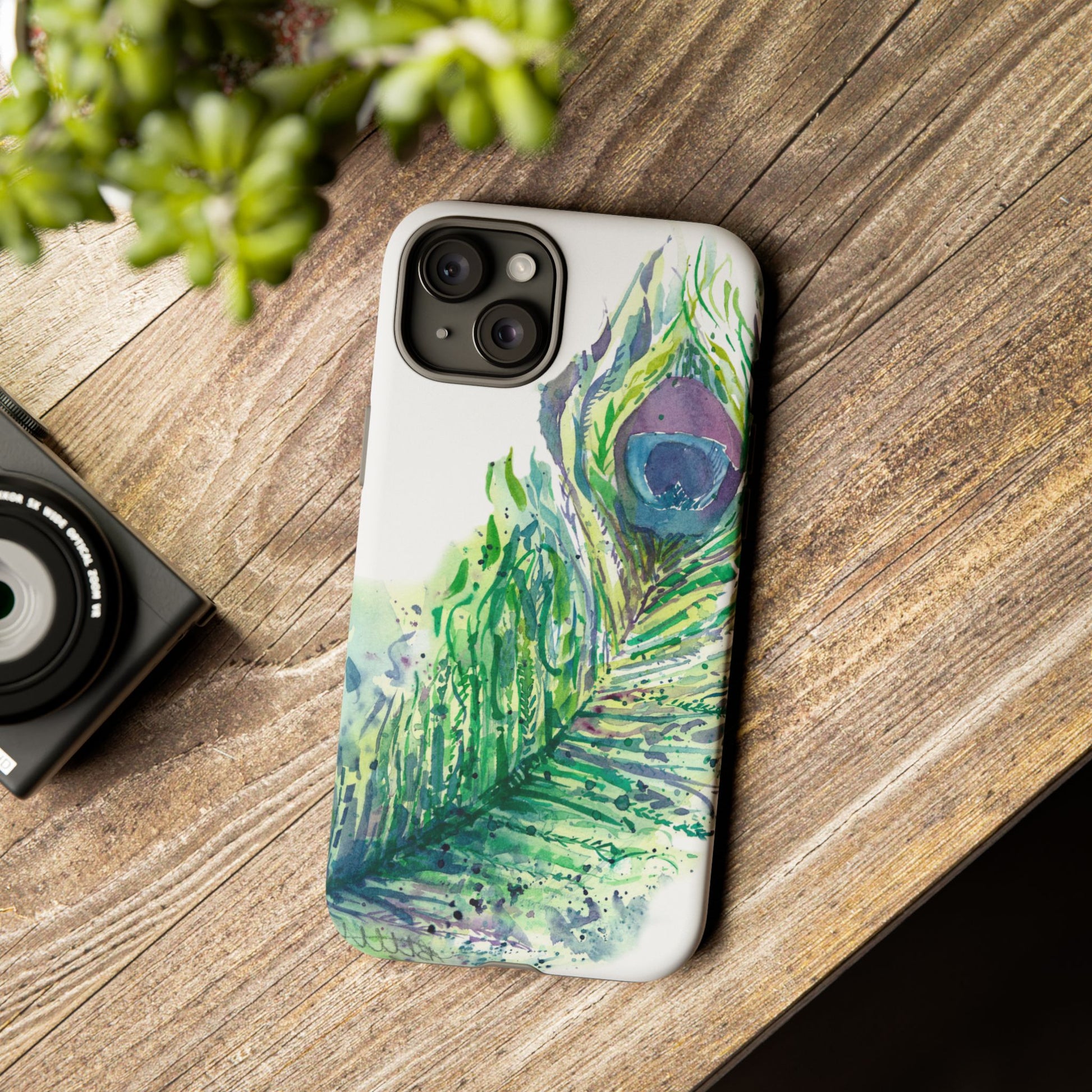 Colorful Peacock Feather Tough Phone Case – Stylish Nature-Inspired Mobile Cover & Unique Gift Idea - Brooke Zitting, LLC