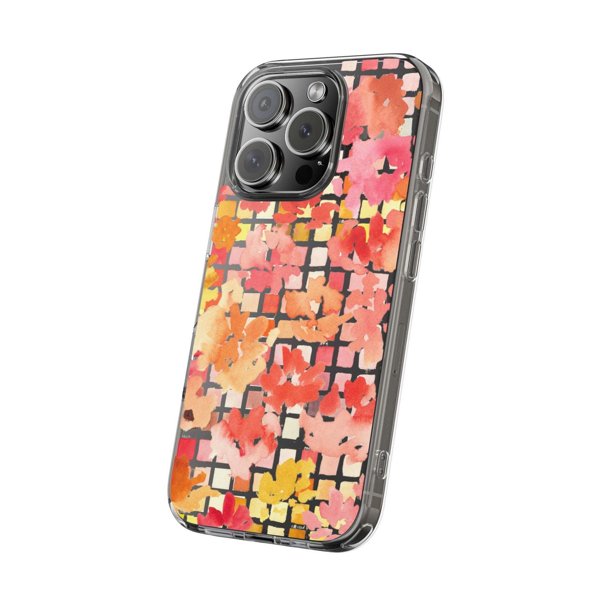 Watercolor Pixel Posy Clear Phone Case - Brooke Zitting, LLC