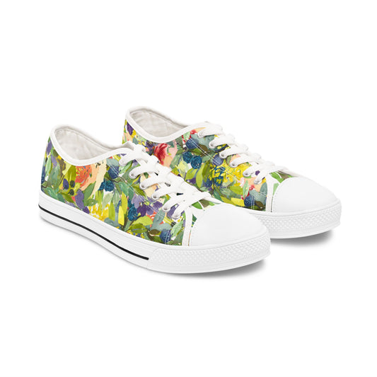 Watercolor Expressive Floral Wreath Low Top Sneakers – Stylish Shoes for All | Unique Gift Idea - Brooke Zitting, LLC
