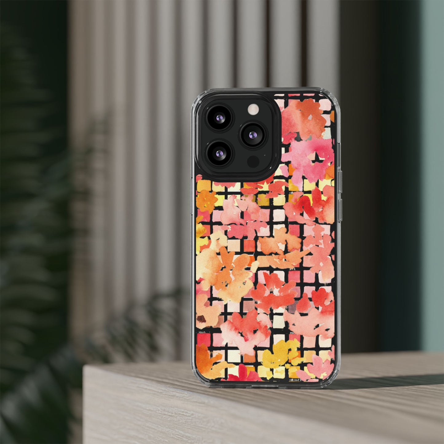 Watercolor Pixel Posy Clear Phone Case - Brooke Zitting, LLC
