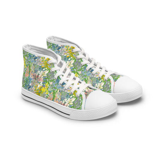 Colorful Petal Parade High Top Sneakers with Floral Design – Stylish Shoes for All | Unique Gift Idea - Brooke Zitting, LLC