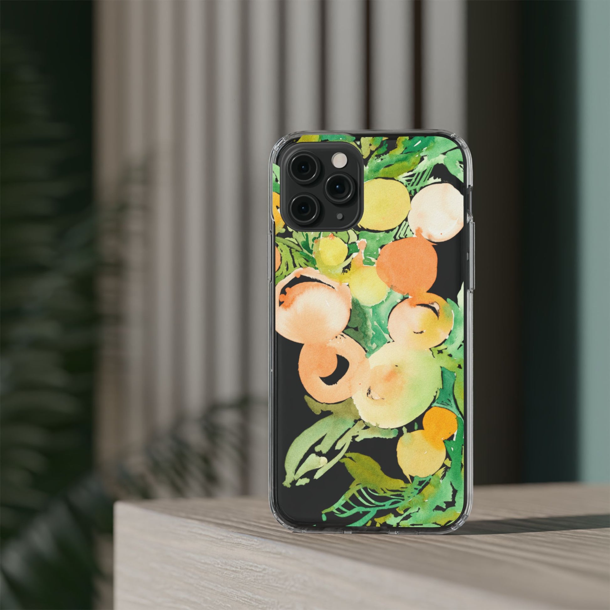 Watercolor Peaches Clear Phone Case - Brooke Zitting, LLC