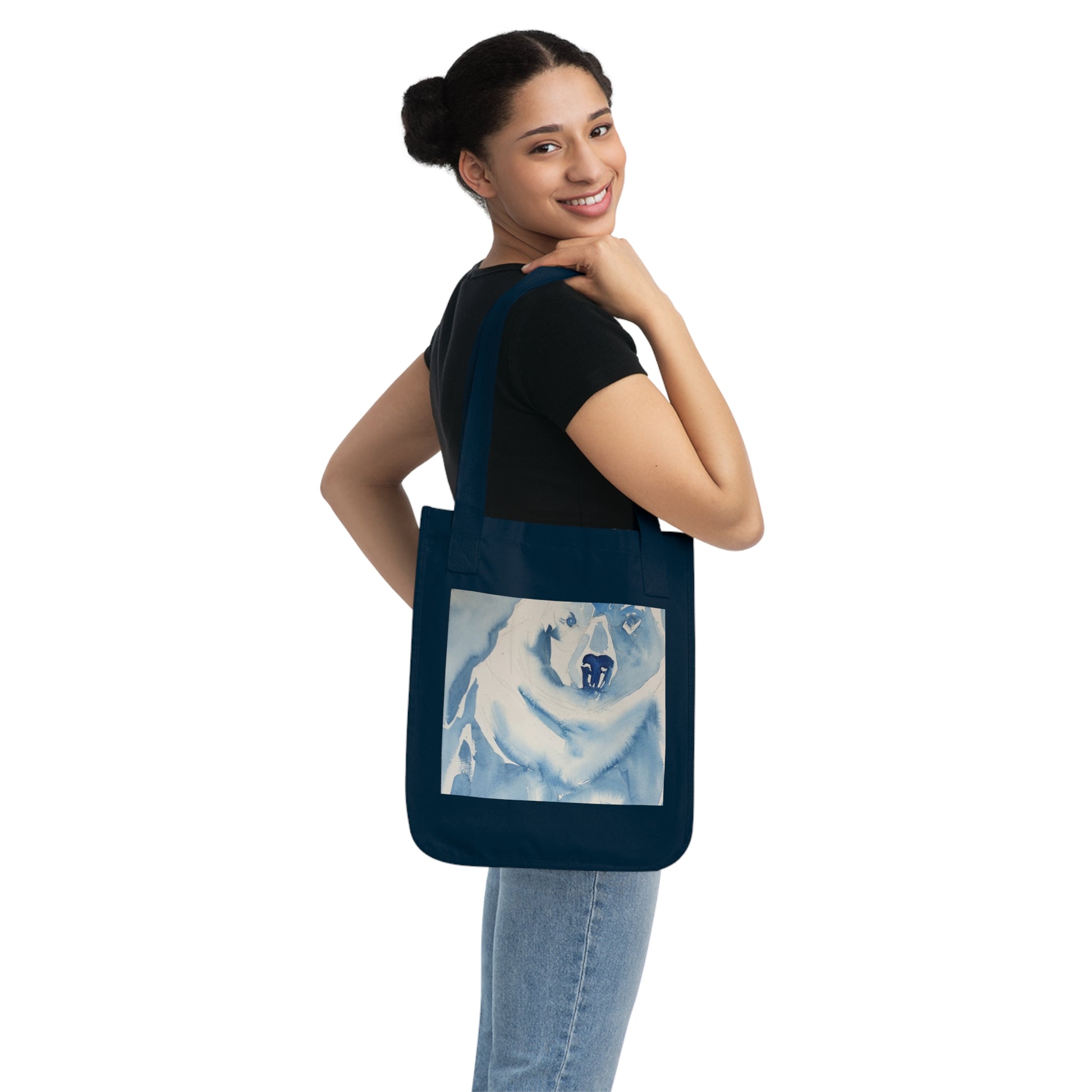 Polar Plunge Watercolor Design Organic Canvas Tote – Eco-Friendly, Watercolor Fine Art, Reusable Bag for Art Lovers - Brooke Zitting, LLC