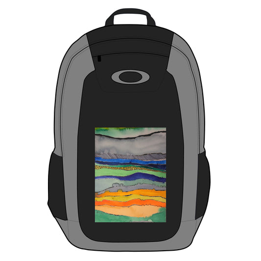 The Watercolor Striped Landscape Enduro Laptop Backpack, 20L - by Oakley. Stylish Travel Bag, Perfect for Adventurers, Back to School, Outdoor Enthusiasts, Art Lovers, Unique Design - Brooke Zitting, LLC