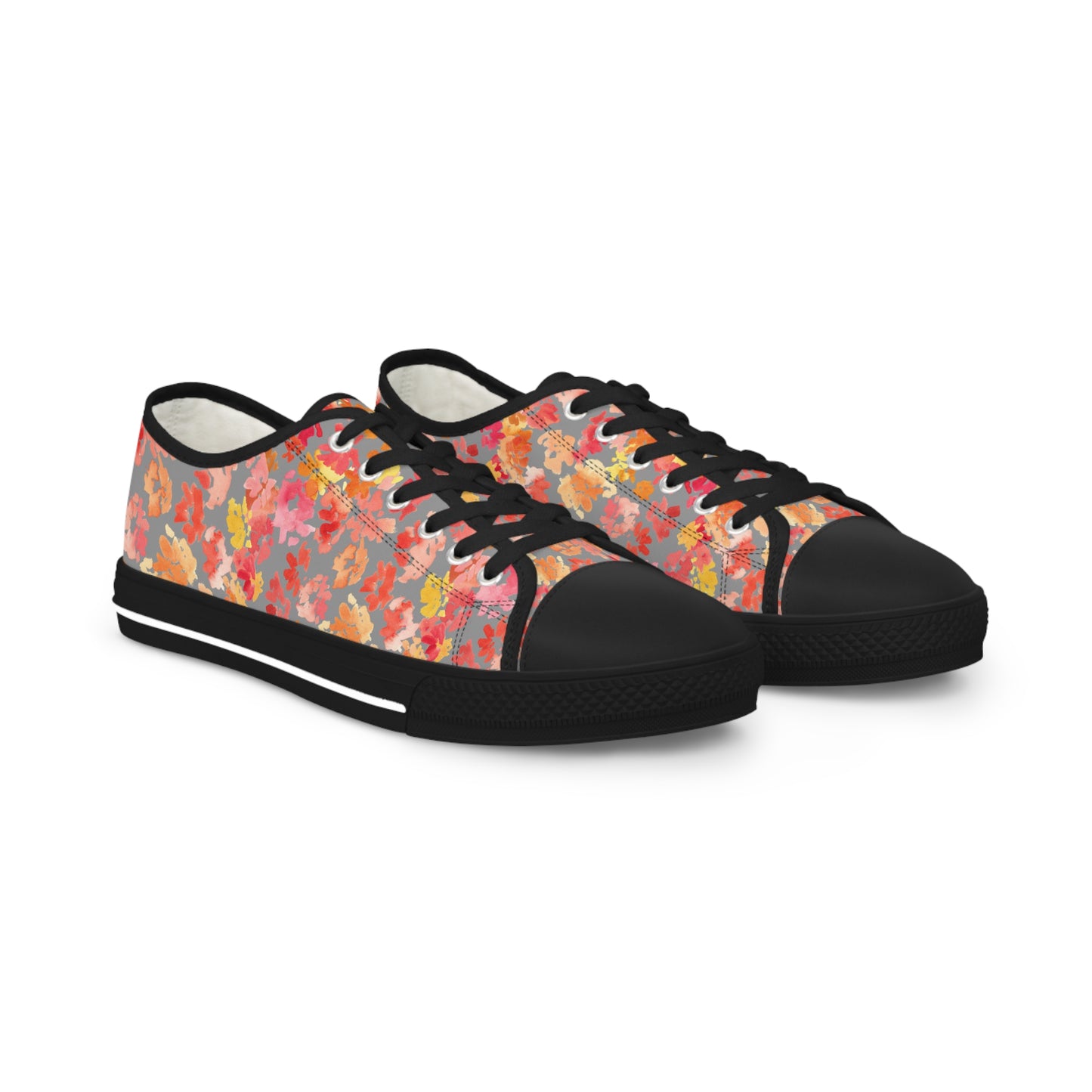 Watercolor Posy on Grey Accent Low Top Sneakers – Stylish Shoes for All | Unique Gift Idea - Brooke Zitting, LLC