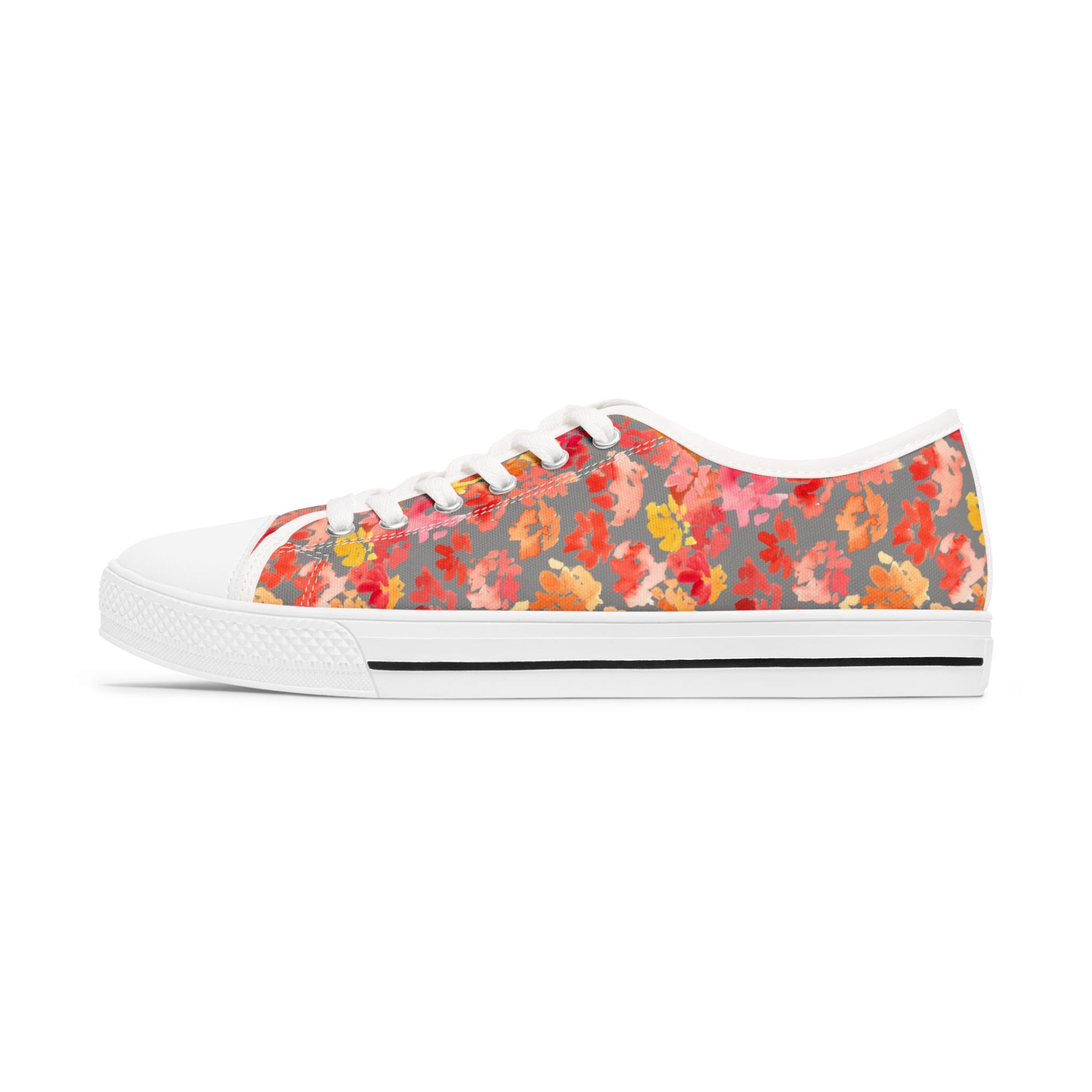 Watercolor Posy on Grey Accent Low Top Sneakers – Stylish Shoes for All | Unique Gift Idea - Brooke Zitting, LLC