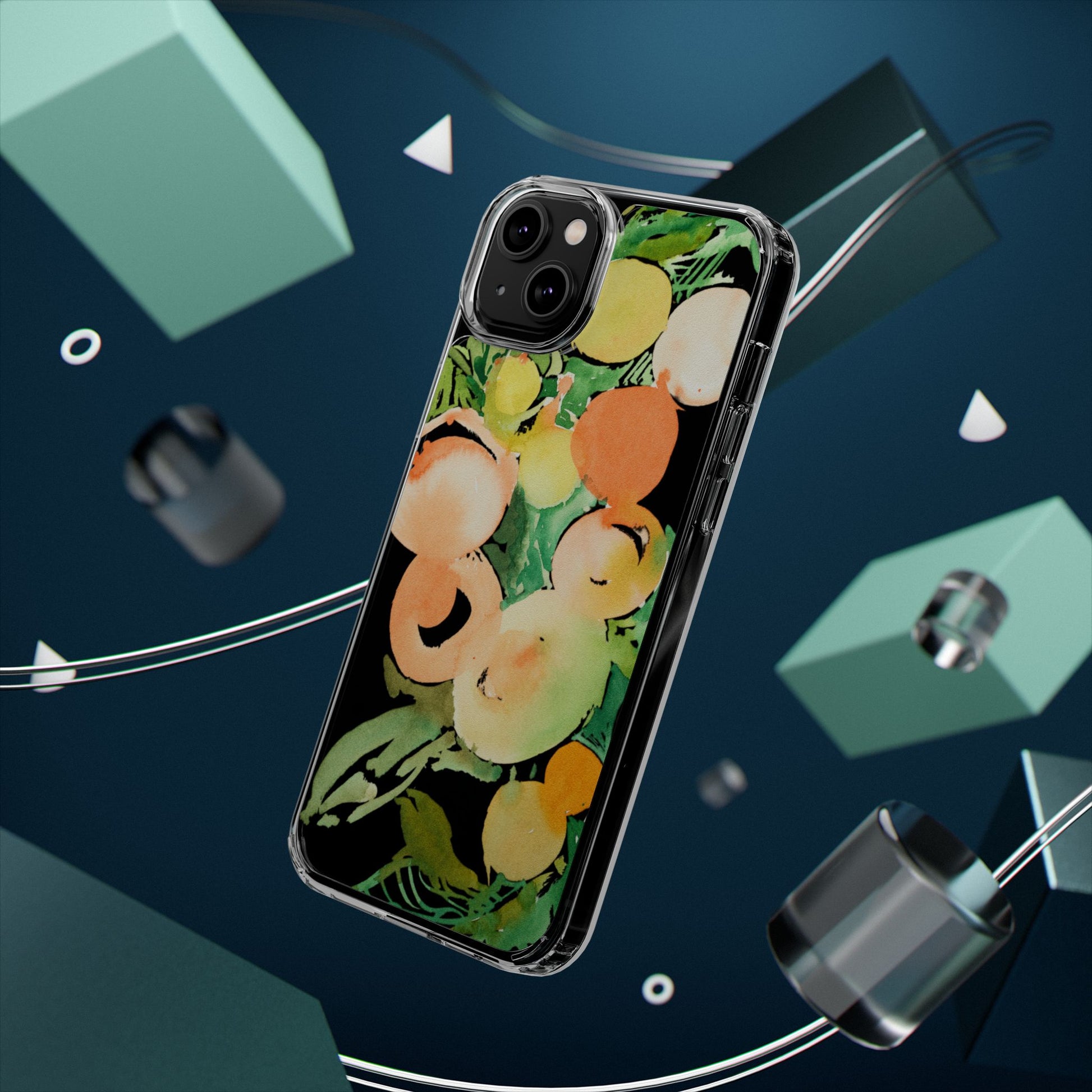 Watercolor Peaches Clear Phone Case - Brooke Zitting, LLC