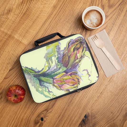 Italian Artichoke Watercolor Design Lunch Bag  – Eco-Friendly Tote for School, Work, Picnics & Beach - Brooke Zitting, LLC