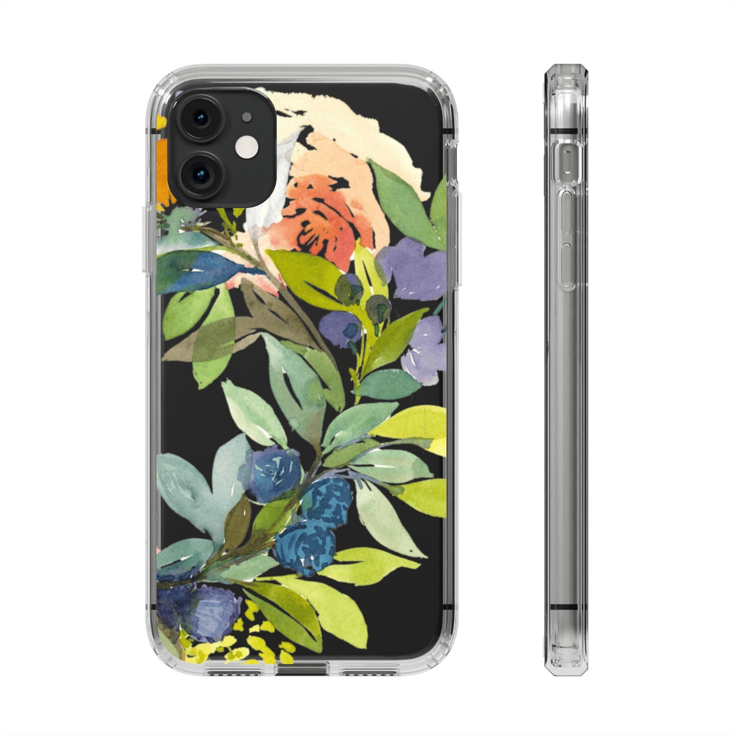 Watercolor Floral Blooms Wreath  Clear Phone Case Design - Brooke Zitting, LLC