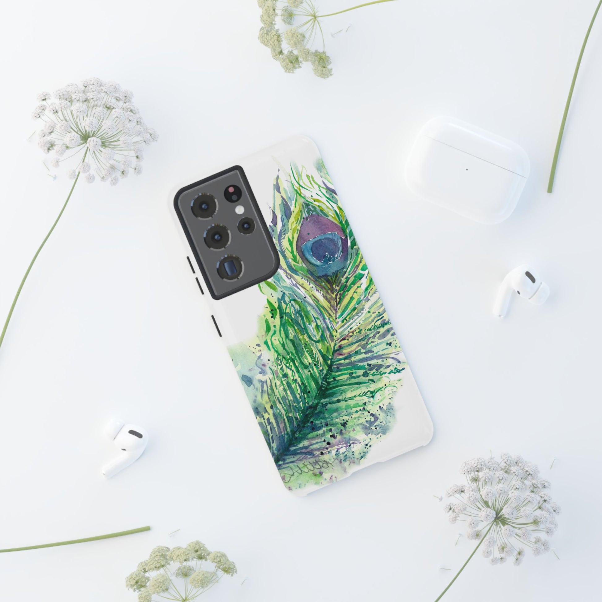Colorful Peacock Feather Tough Phone Case – Stylish Nature-Inspired Mobile Cover & Unique Gift Idea - Brooke Zitting, LLC