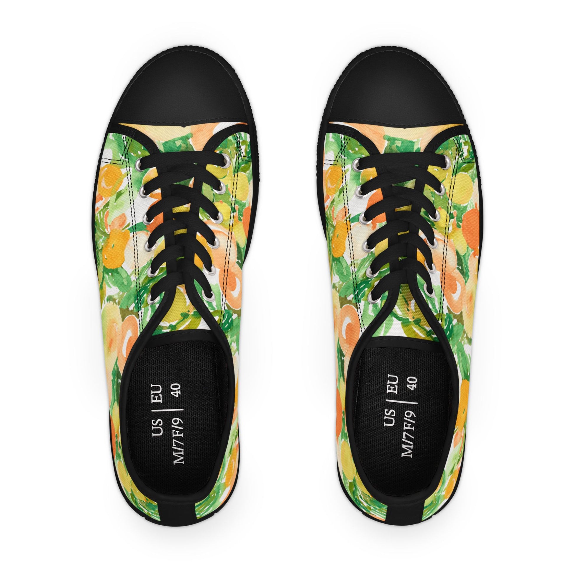 Watercolor Vibrant Citrus and Peaches Low Top Sneakers – Stylish Shoes for All | Unique Gift Idea - Brooke Zitting, LLC