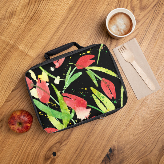 Tulip Dance Watercolor Design Lunch Bag  – Eco-Friendly Tote for School, Work, Picnics & Beach - Brooke Zitting, LLC