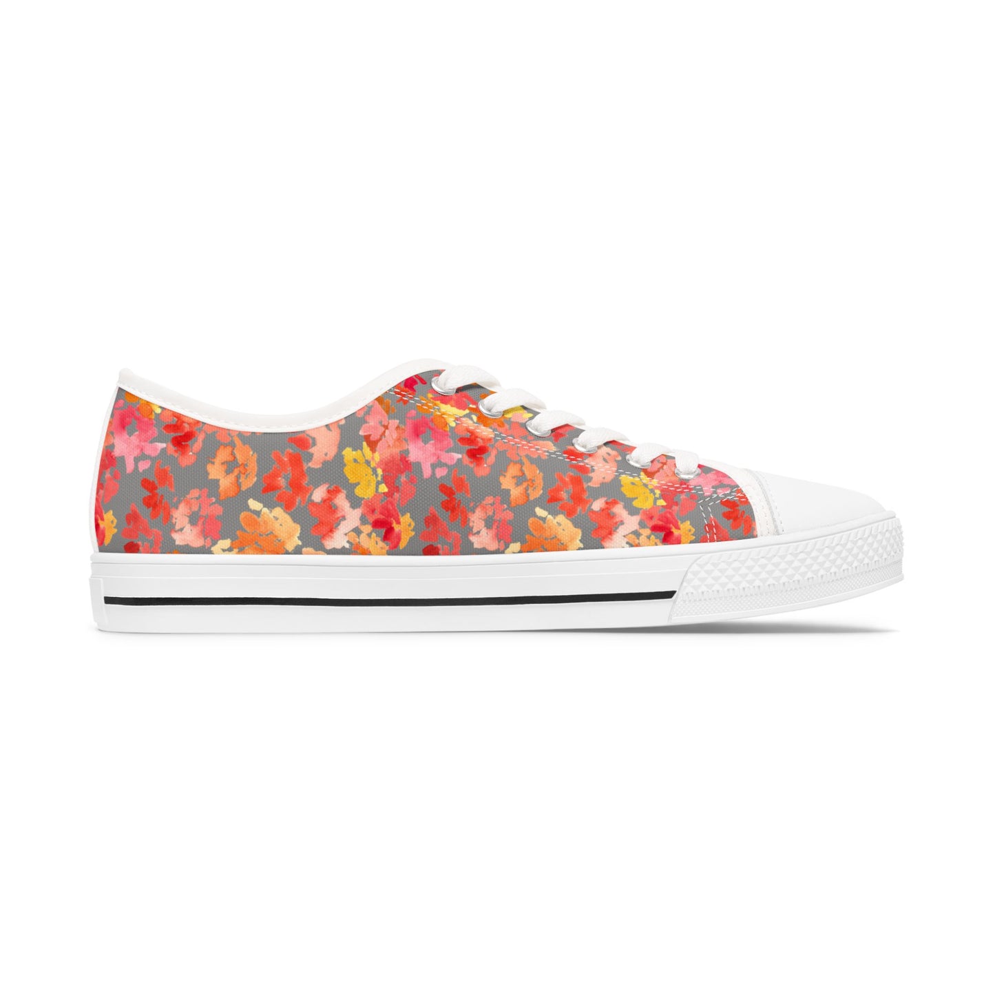 Watercolor Posy on Grey Accent Low Top Sneakers – Stylish Shoes for All | Unique Gift Idea - Brooke Zitting, LLC