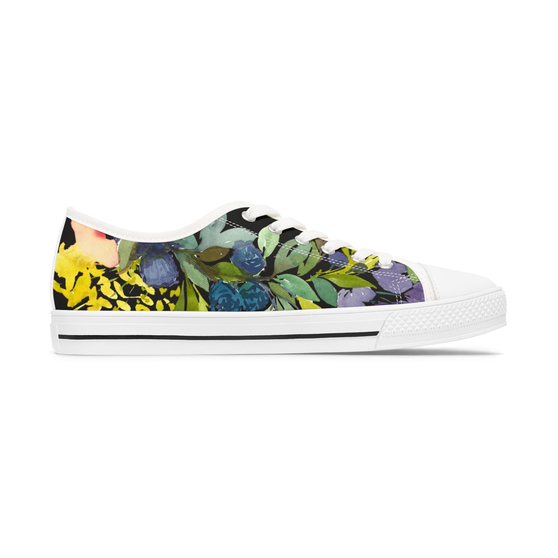 Watercolor Bold Floral Wreath Low Top Sneakers – Stylish Shoes for All | Unique Gift Idea - Brooke Zitting, LLC