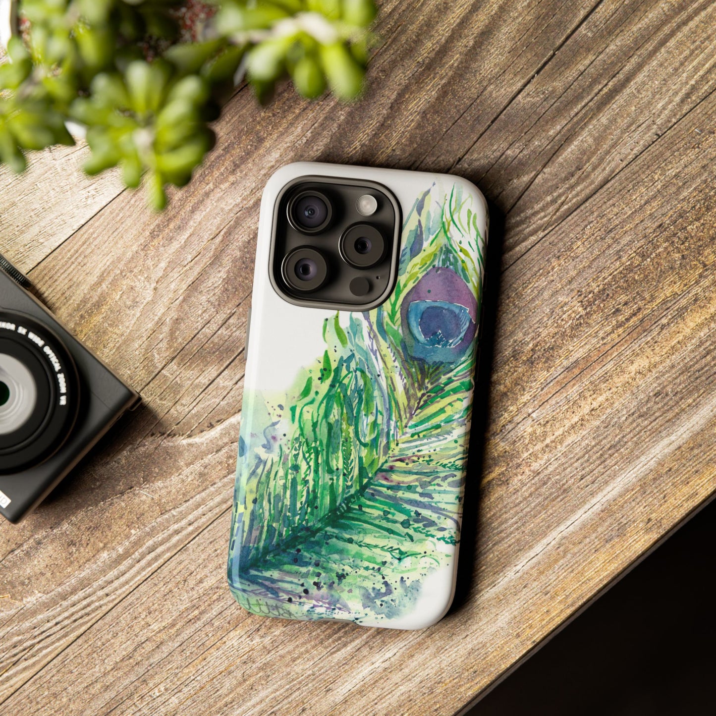 Colorful Peacock Feather Tough Phone Case – Stylish Nature-Inspired Mobile Cover & Unique Gift Idea - Brooke Zitting, LLC