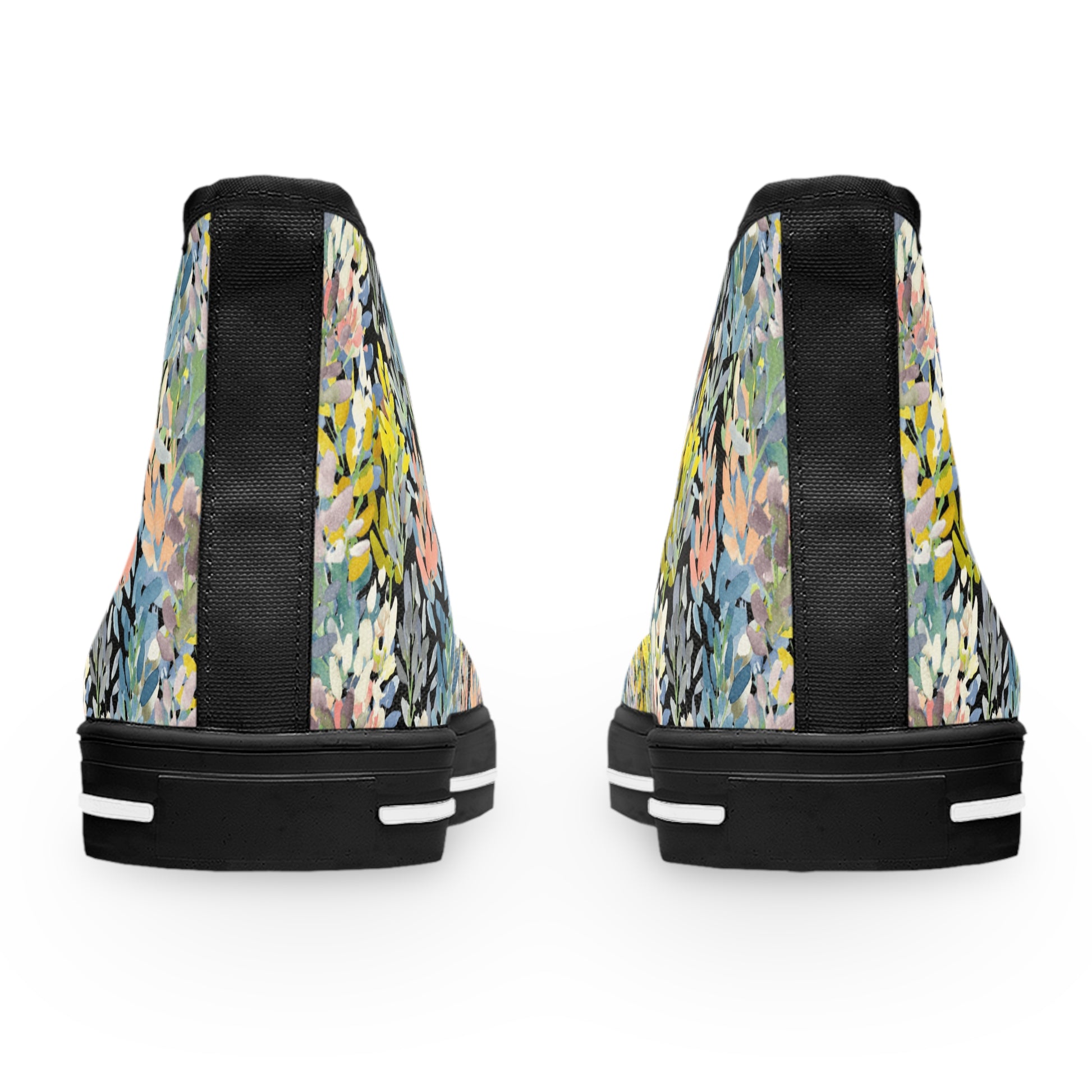 Petal Parade Dark Colorful High Top Sneakers with Floral Design – Stylish Shoes for All | Unique Gift Idea - Brooke Zitting, LLC