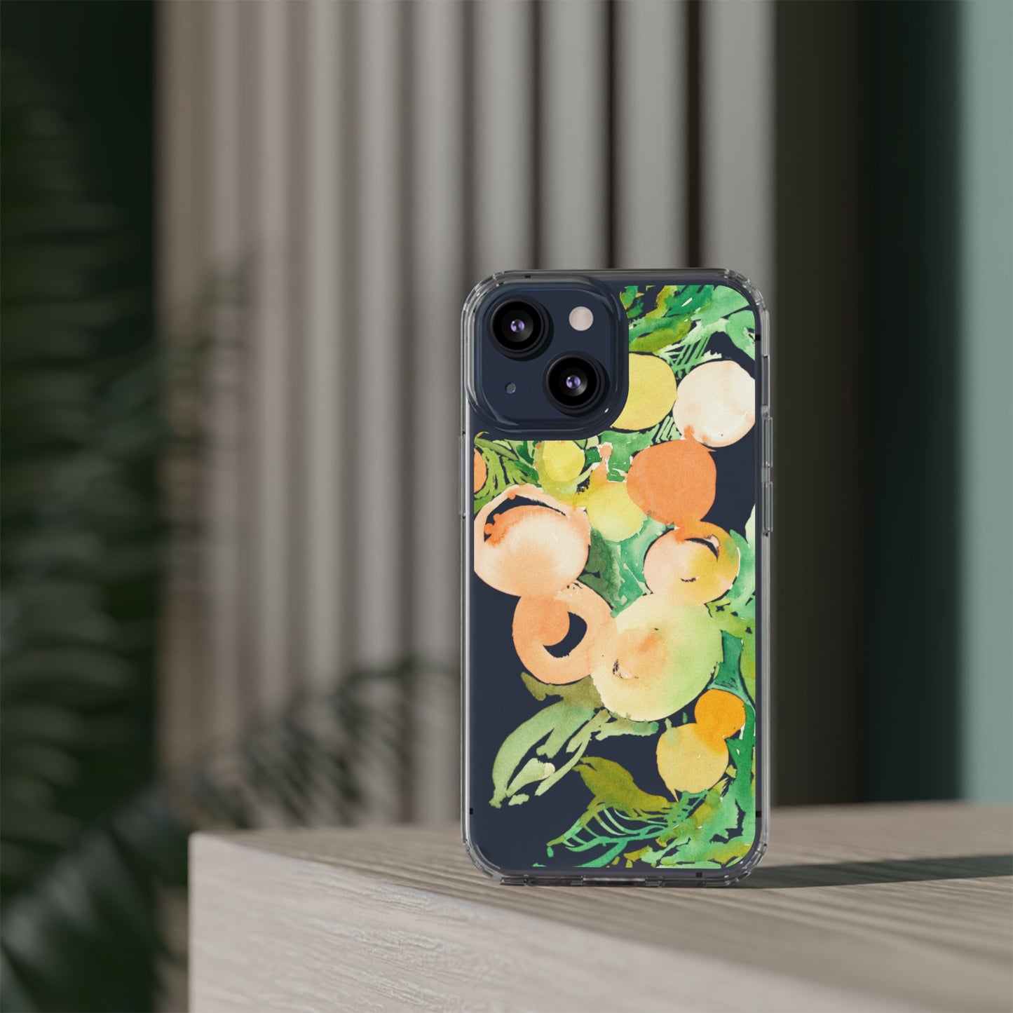 Watercolor Peaches Clear Phone Case - Brooke Zitting, LLC