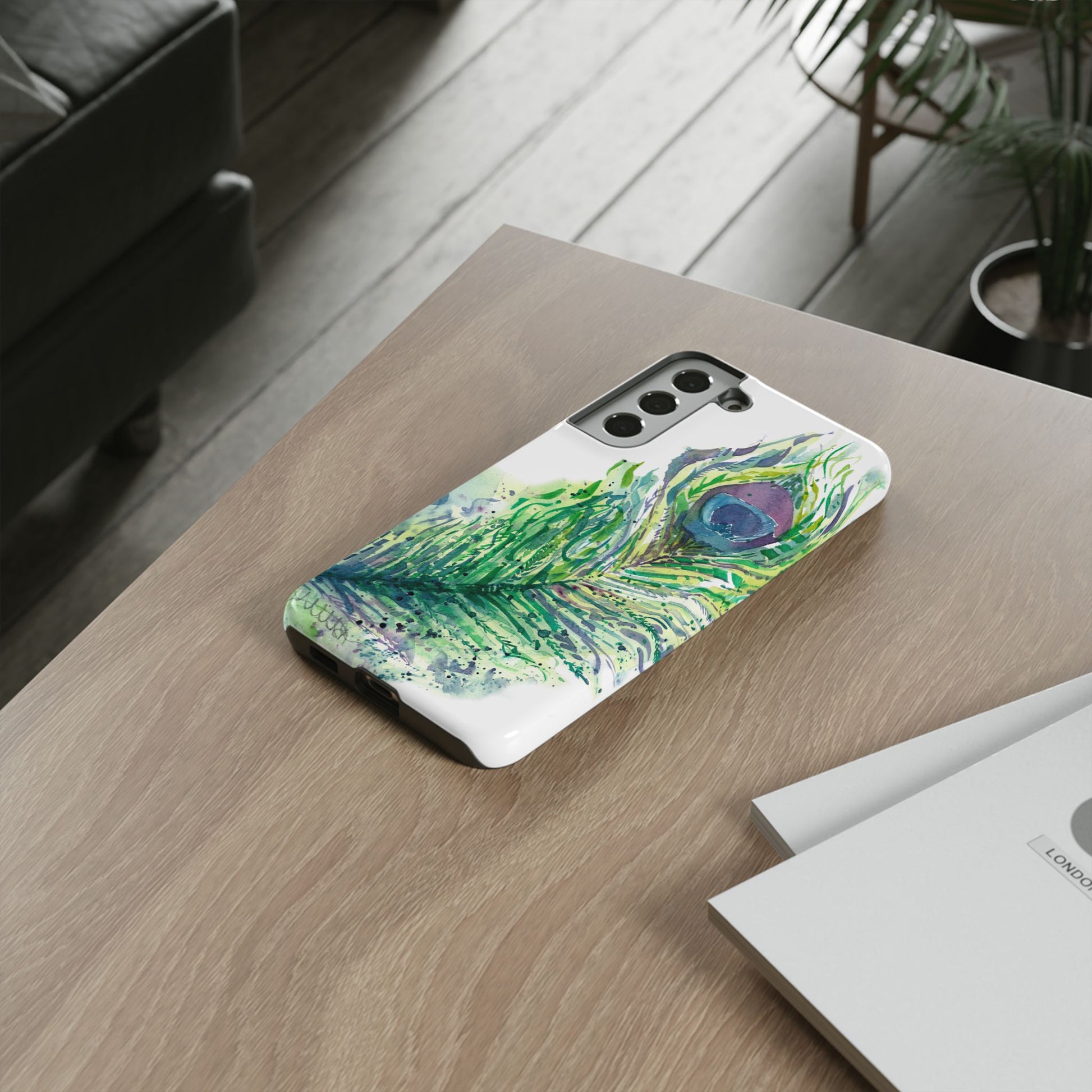 Colorful Peacock Feather Tough Phone Case – Stylish Nature-Inspired Mobile Cover & Unique Gift Idea - Brooke Zitting, LLC