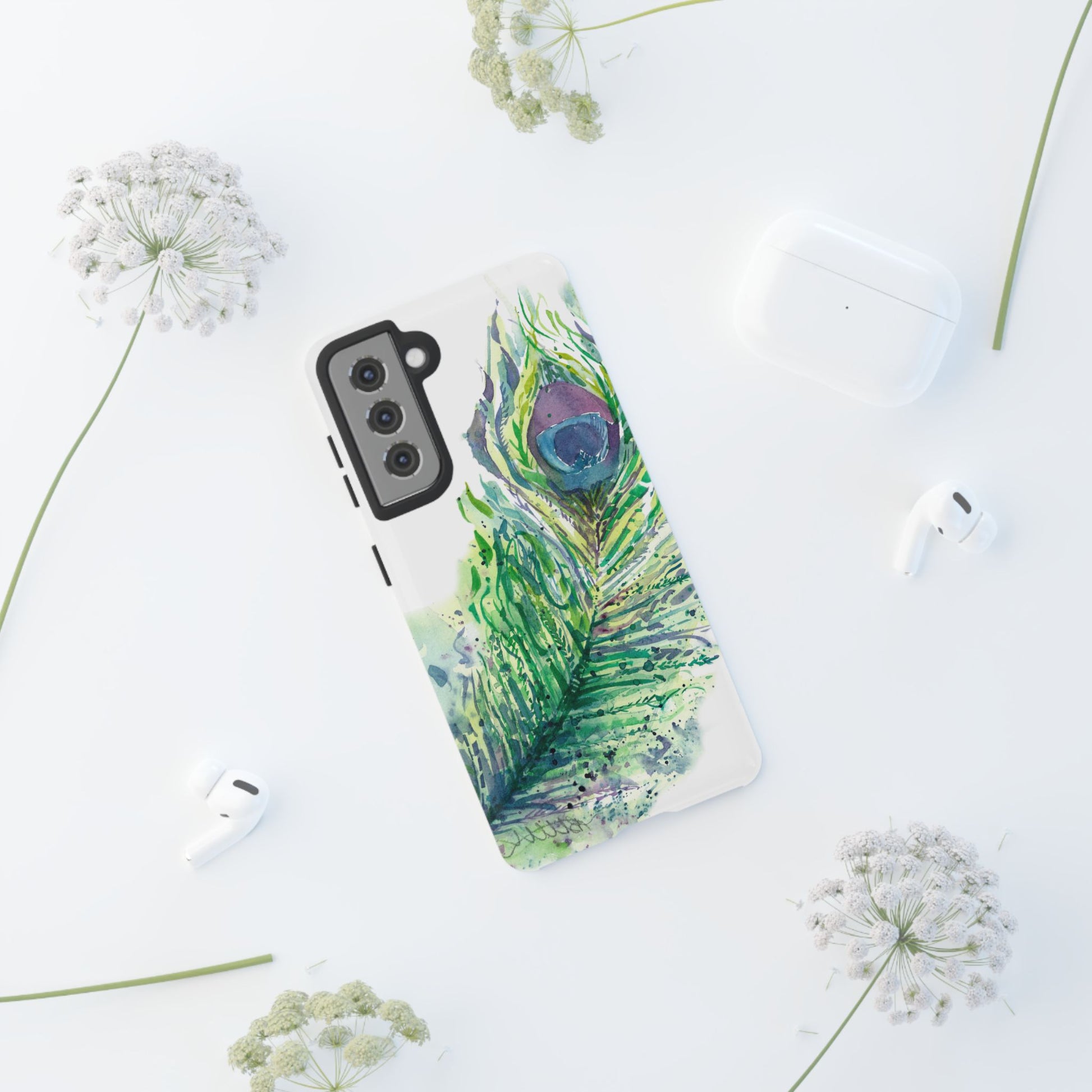 Colorful Peacock Feather Tough Phone Case – Stylish Nature-Inspired Mobile Cover & Unique Gift Idea - Brooke Zitting, LLC