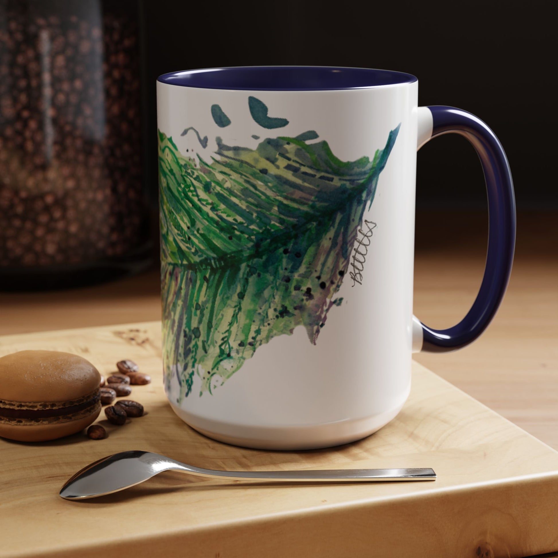 Light as a Feather Peacock Feather Accent Coffee Mug (11, 15oz) - Brooke Zitting, LLC