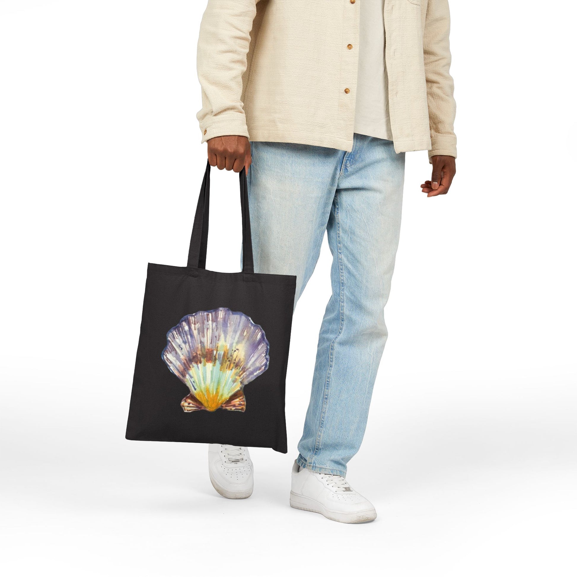 Seashell Cotton Canvas Tote – Eco-Friendly Beach & Shopping Bag for Ocean Lovers - Brooke Zitting, LLC