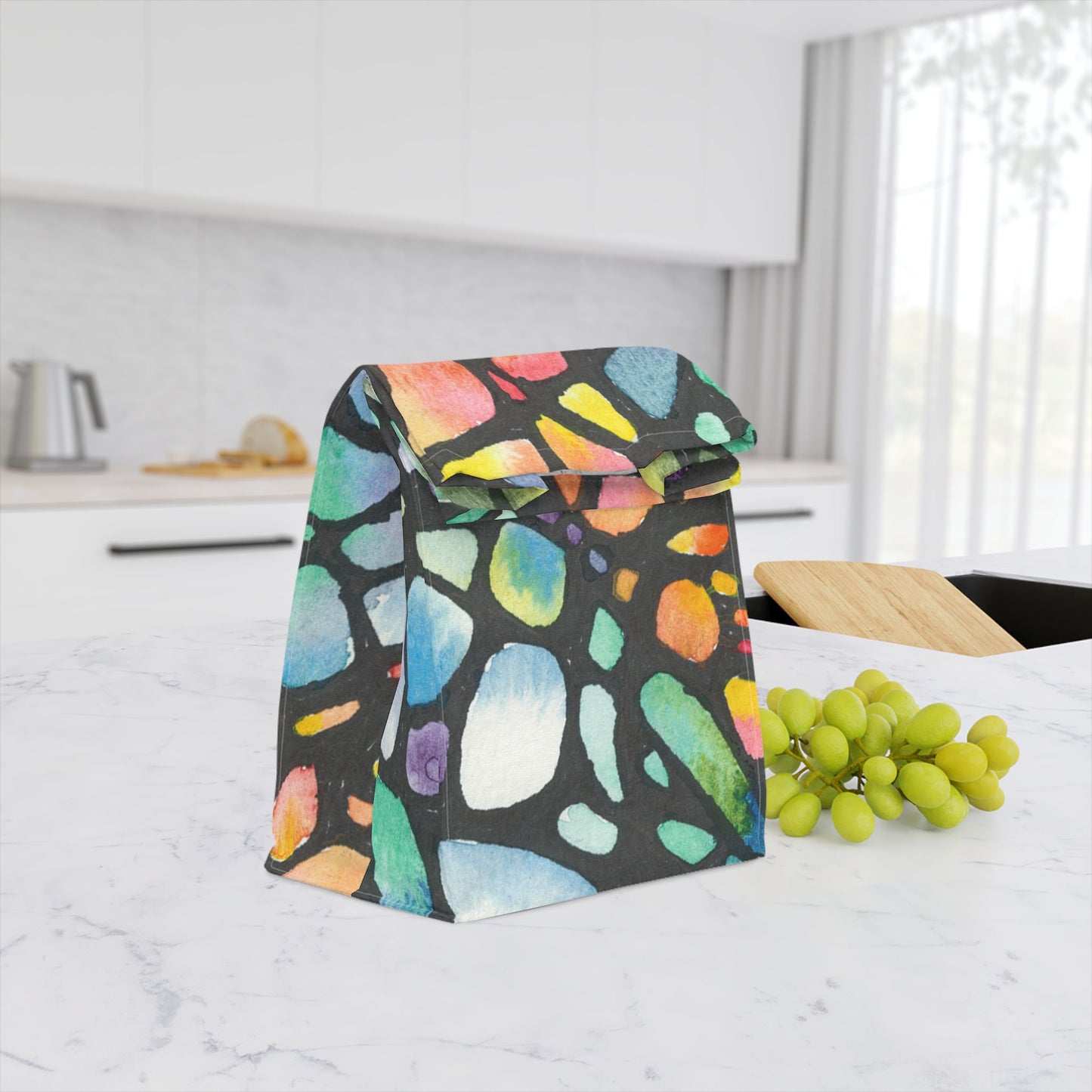 Watercolor Stone Design Lunch Bag – Insulated, Wipe-Clean, Eco-Friendly Tote for Daily Use - Brooke Zitting, LLC