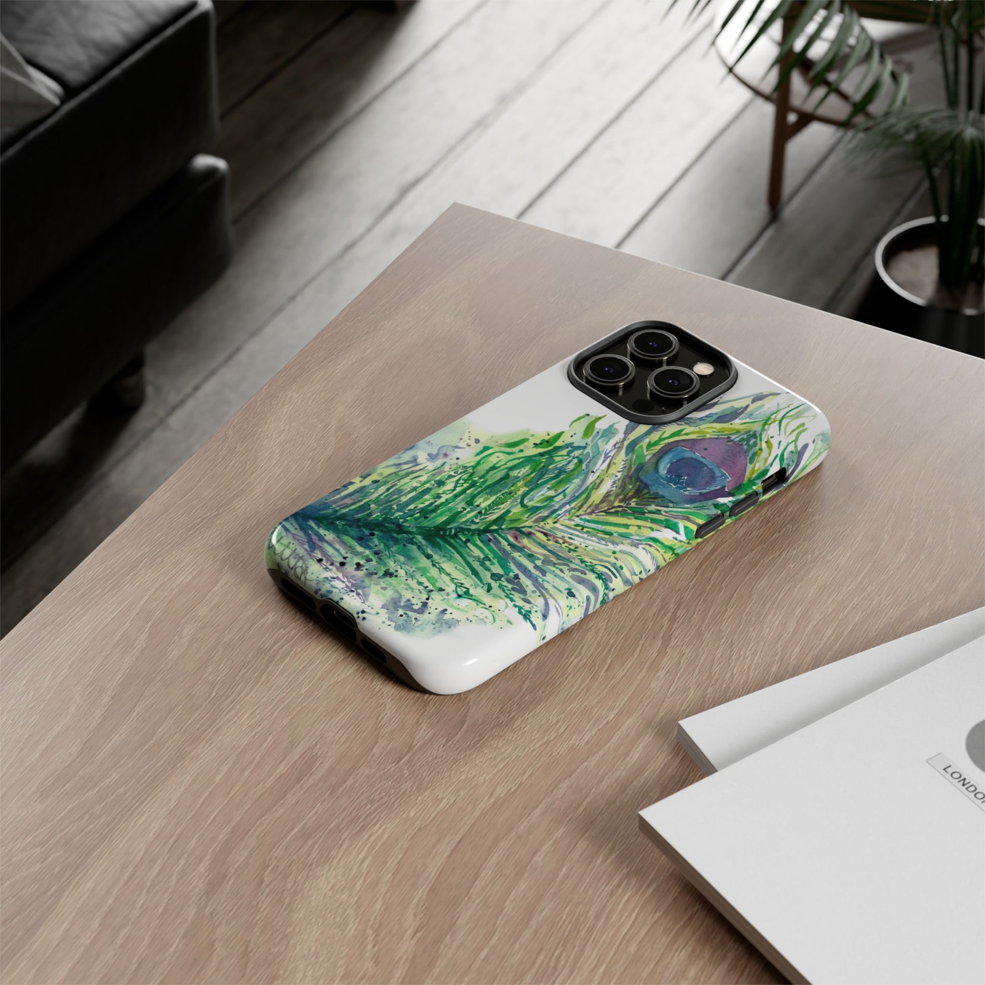 Colorful Peacock Feather Tough Phone Case – Stylish Nature-Inspired Mobile Cover & Unique Gift Idea - Brooke Zitting, LLC