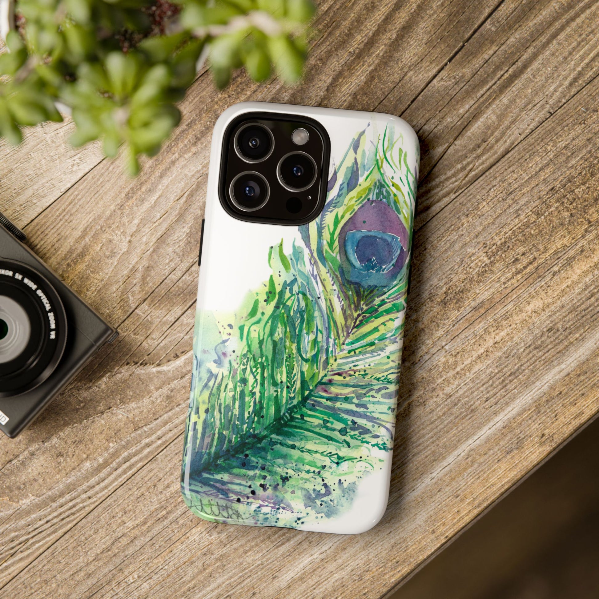 Colorful Peacock Feather Tough Phone Case – Stylish Nature-Inspired Mobile Cover & Unique Gift Idea - Brooke Zitting, LLC