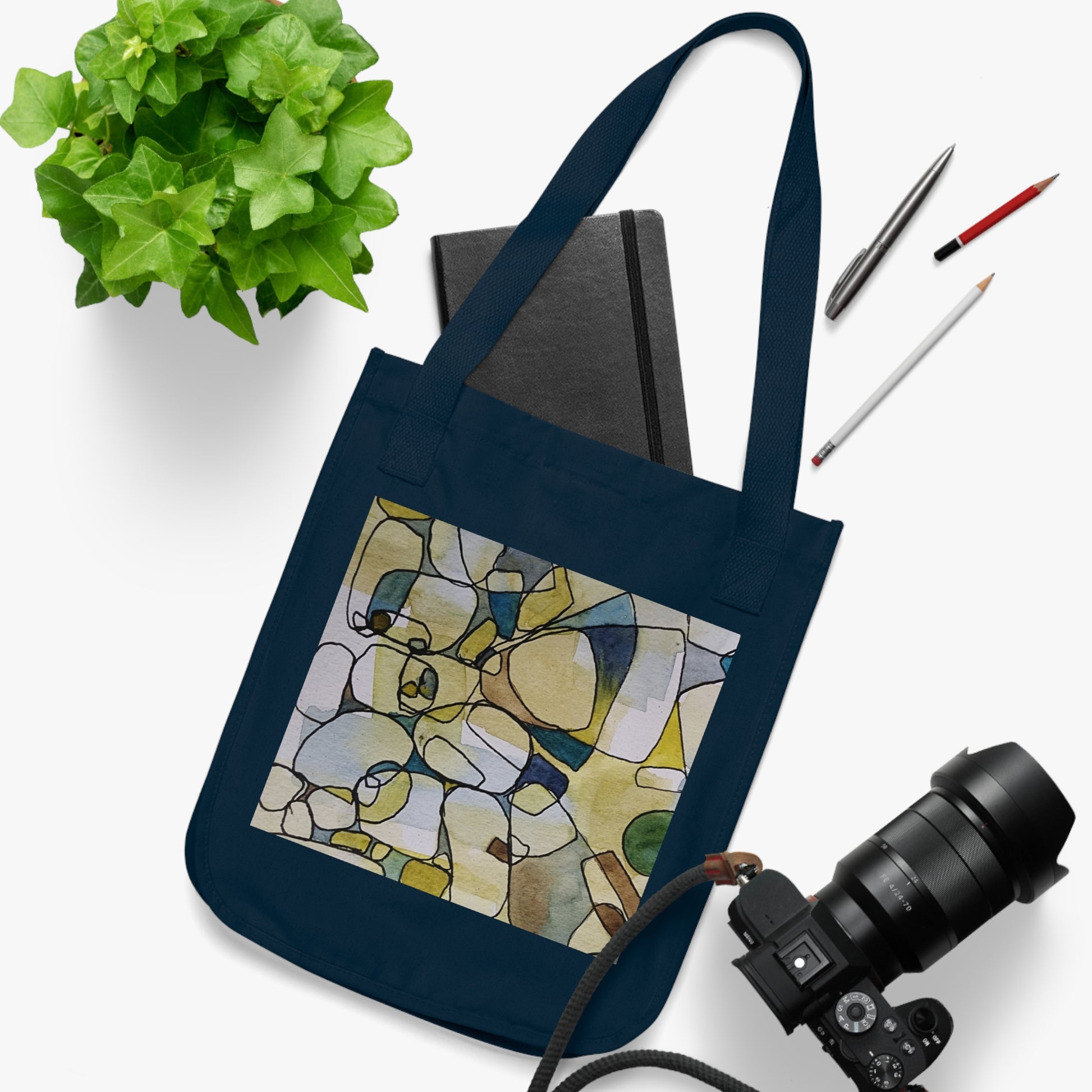 Fragmented Whisper Watercolor Design Organic Canvas Tote – Eco-Friendly, Watercolor Fine Art, Reusable Bag for Art Lovers - Brooke Zitting, LLC