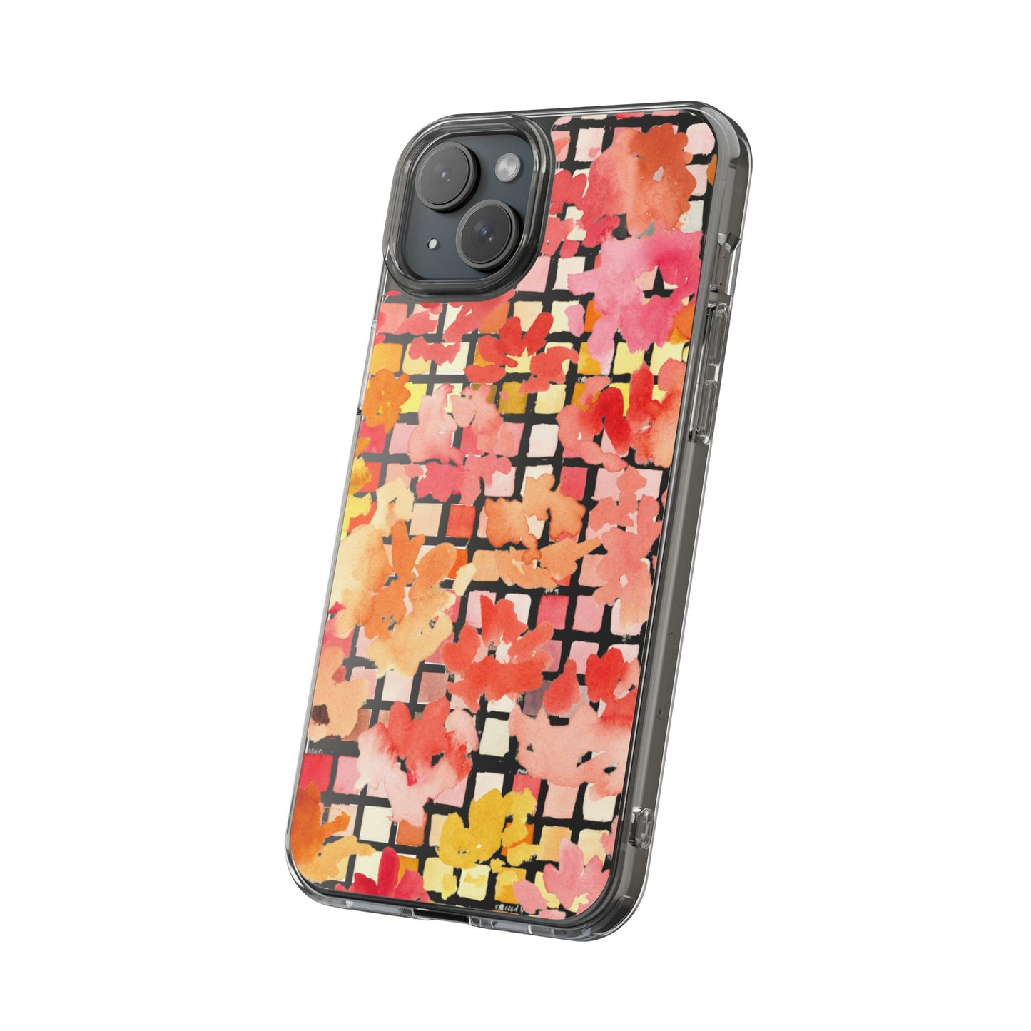 Watercolor Pixel Posy Clear Phone Case - Brooke Zitting, LLC