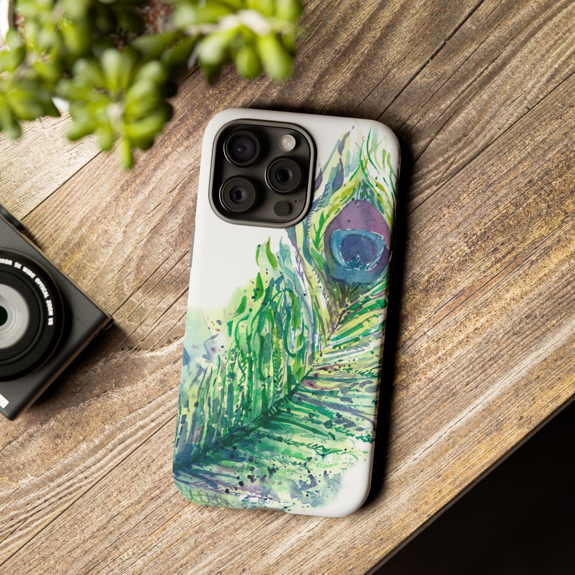 Colorful Peacock Feather Tough Phone Case – Stylish Nature-Inspired Mobile Cover & Unique Gift Idea - Brooke Zitting, LLC