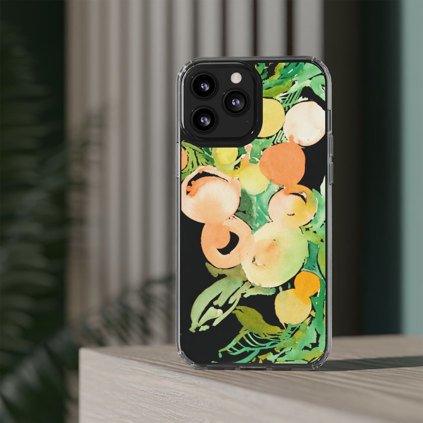 Watercolor Peaches Clear Phone Case - Brooke Zitting, LLC