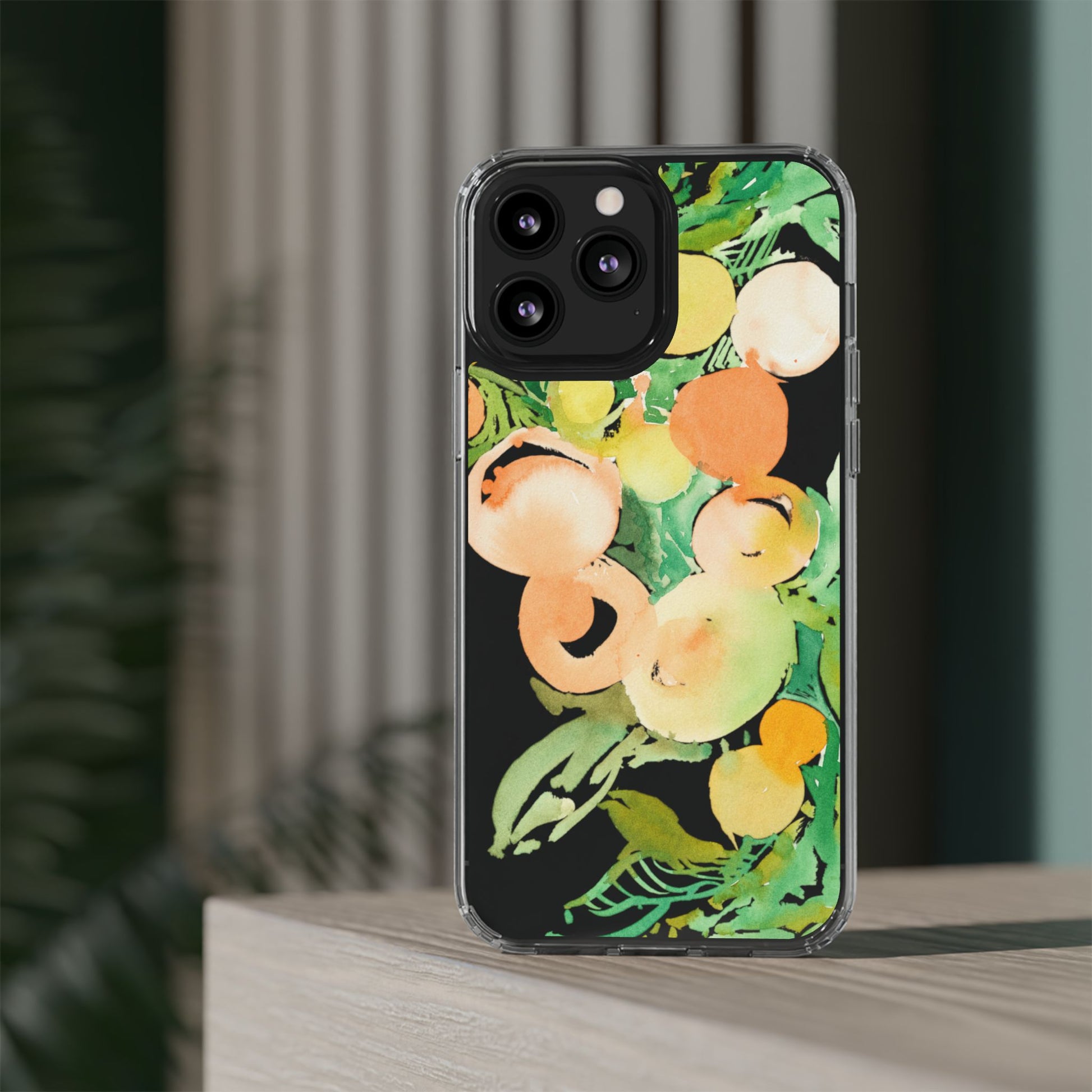 Watercolor Peaches Clear Phone Case - Brooke Zitting, LLC