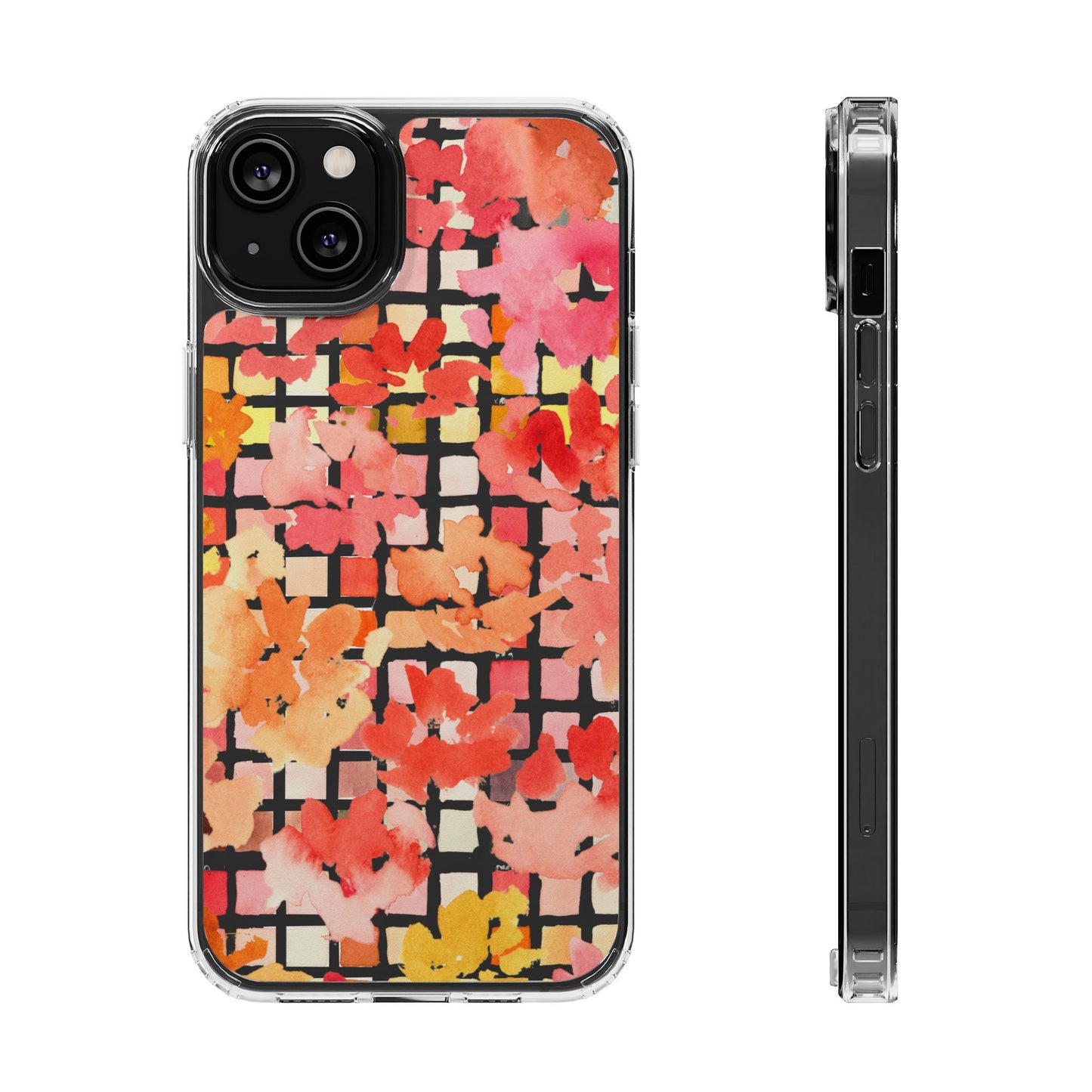 Watercolor Pixel Posy Clear Phone Case - Brooke Zitting, LLC