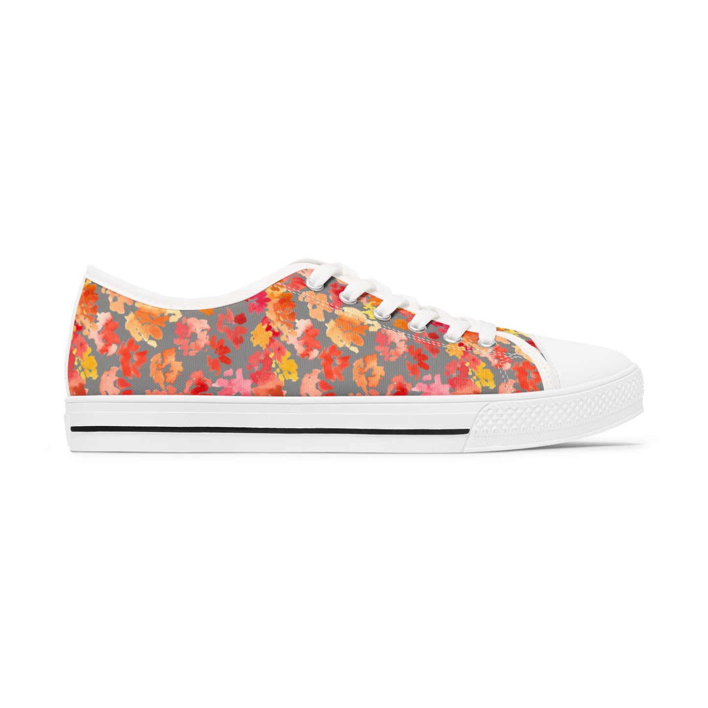 Watercolor Posy on Grey Accent Low Top Sneakers – Stylish Shoes for All | Unique Gift Idea - Brooke Zitting, LLC