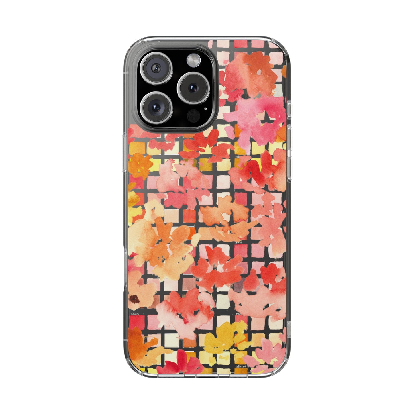 Watercolor Pixel Posy Clear Phone Case - Brooke Zitting, LLC