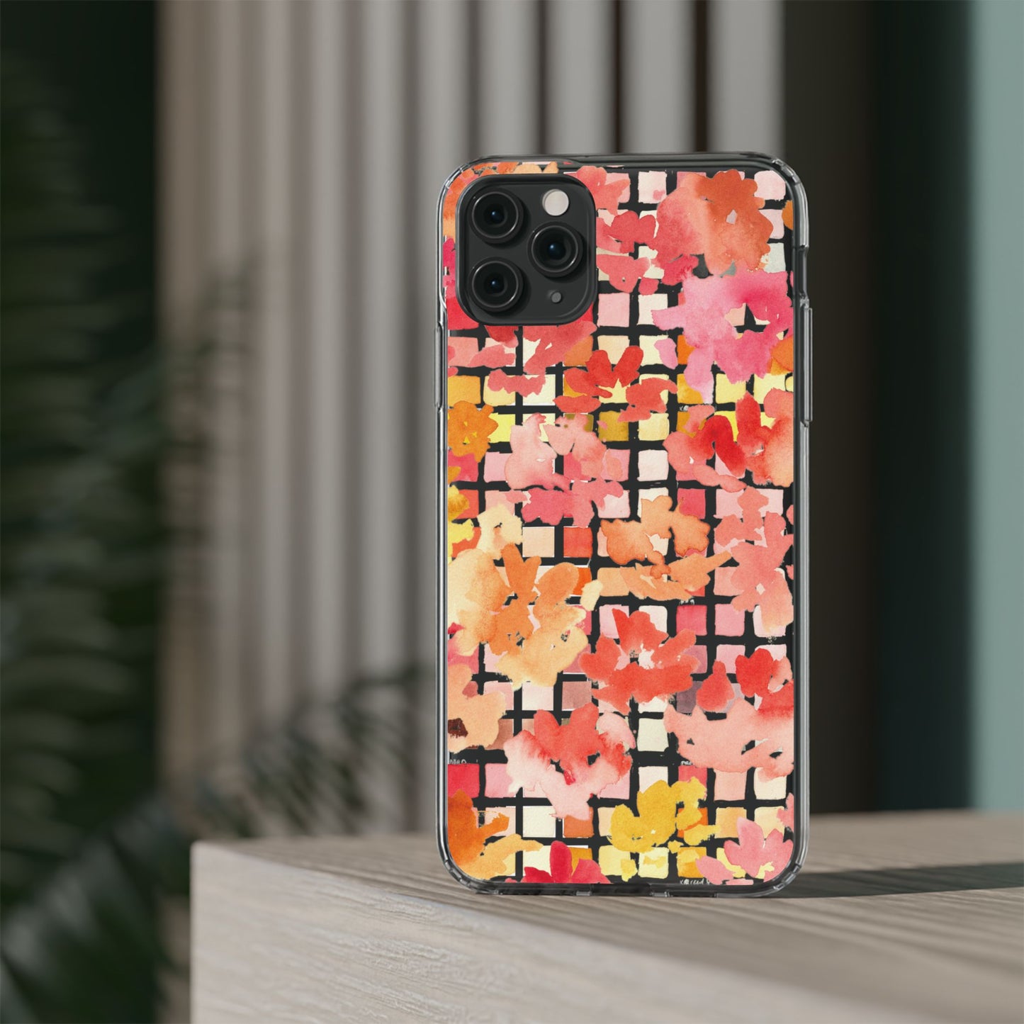 Watercolor Pixel Posy Clear Phone Case - Brooke Zitting, LLC