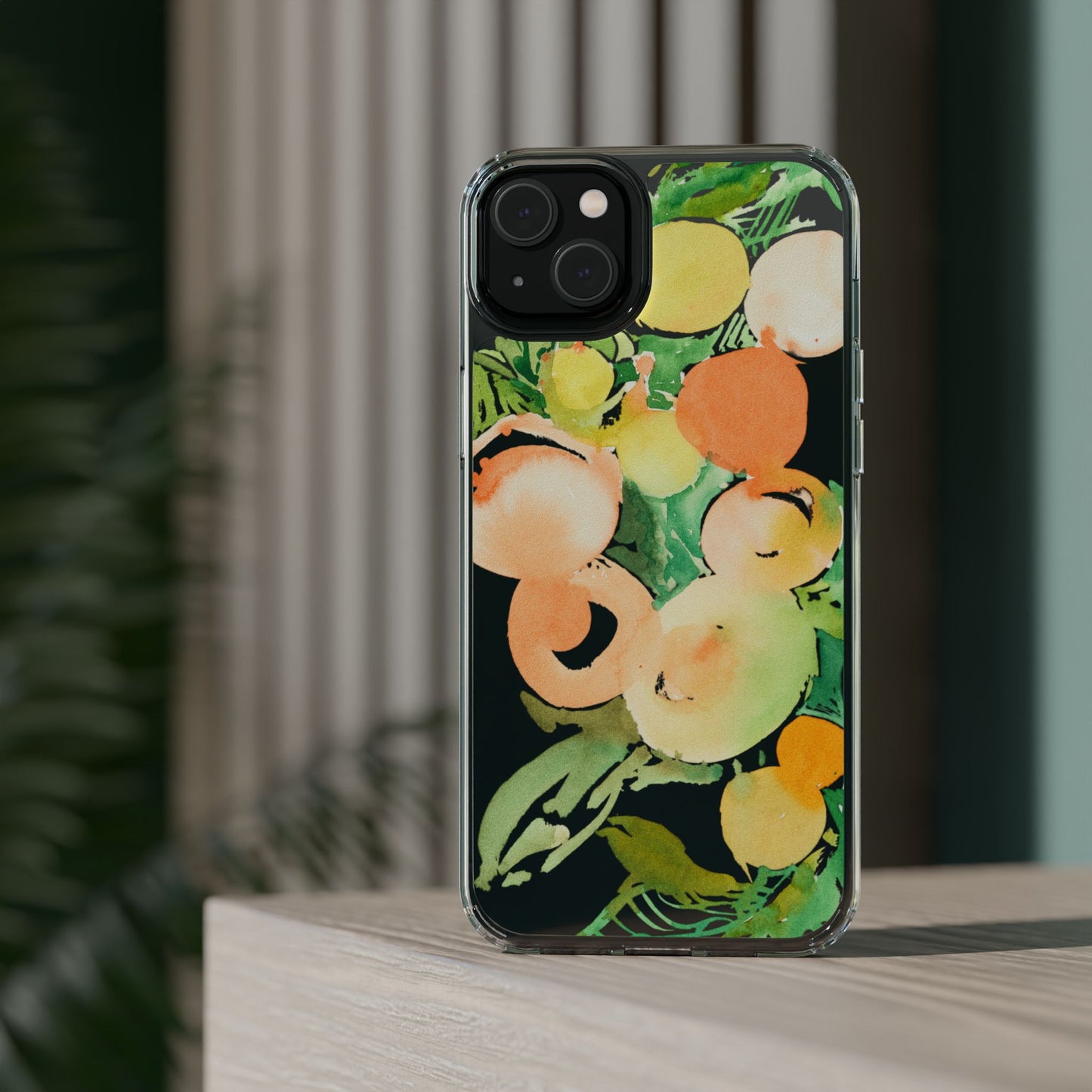 Watercolor Peaches Clear Phone Case - Brooke Zitting, LLC