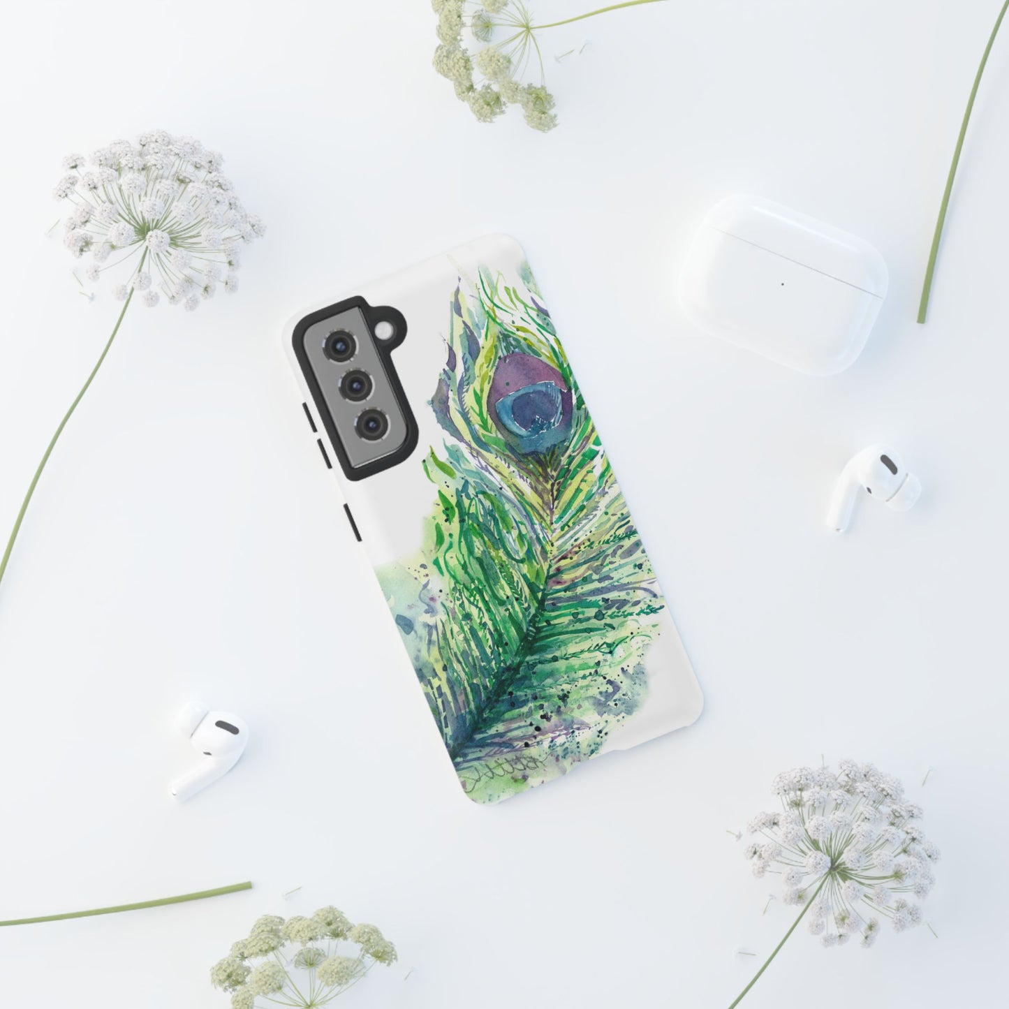 Colorful Peacock Feather Tough Phone Case – Stylish Nature-Inspired Mobile Cover & Unique Gift Idea - Brooke Zitting, LLC