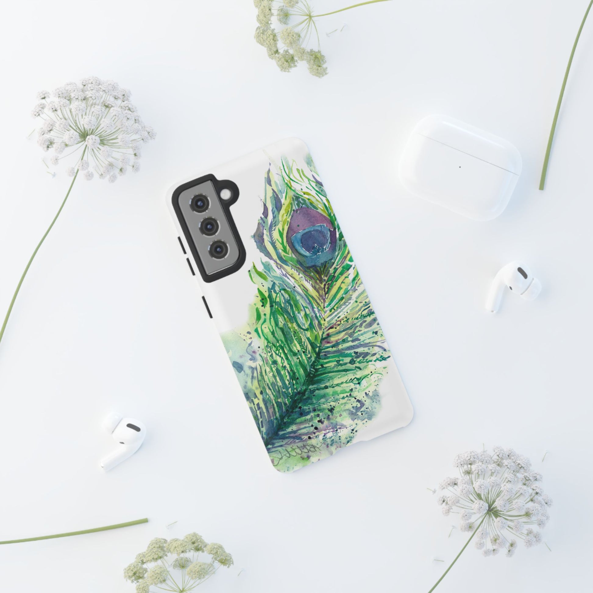 Colorful Peacock Feather Tough Phone Case – Stylish Nature-Inspired Mobile Cover & Unique Gift Idea - Brooke Zitting, LLC